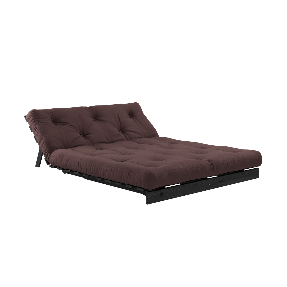 ROOTS BLACK NIGHT LACQUERED 140 X 200 W. ROOTS MATTRESS BROWN