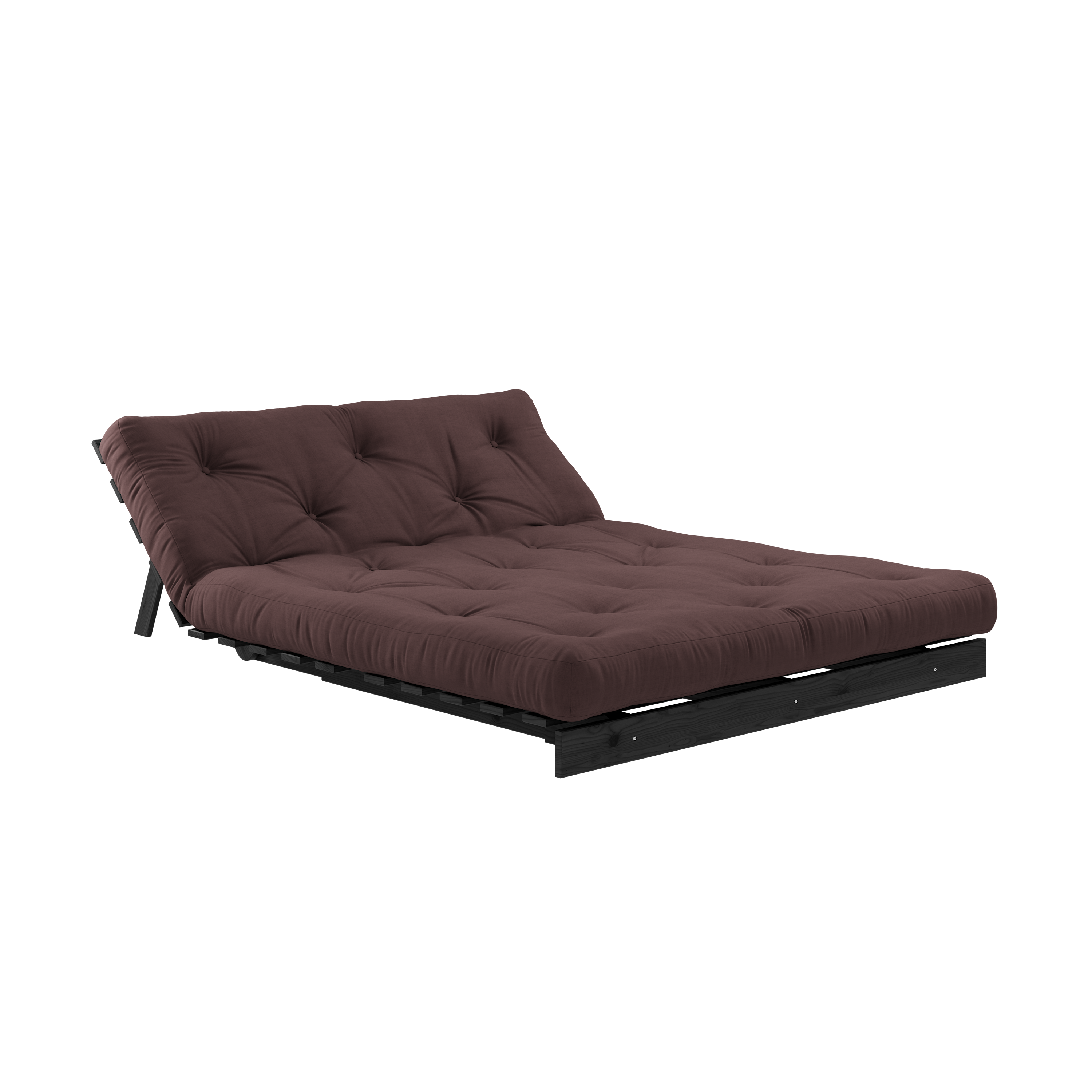 ROOTS BLACK NIGHT LACQUERED 140 X 200 W. ROOTS MATTRESS BROWN