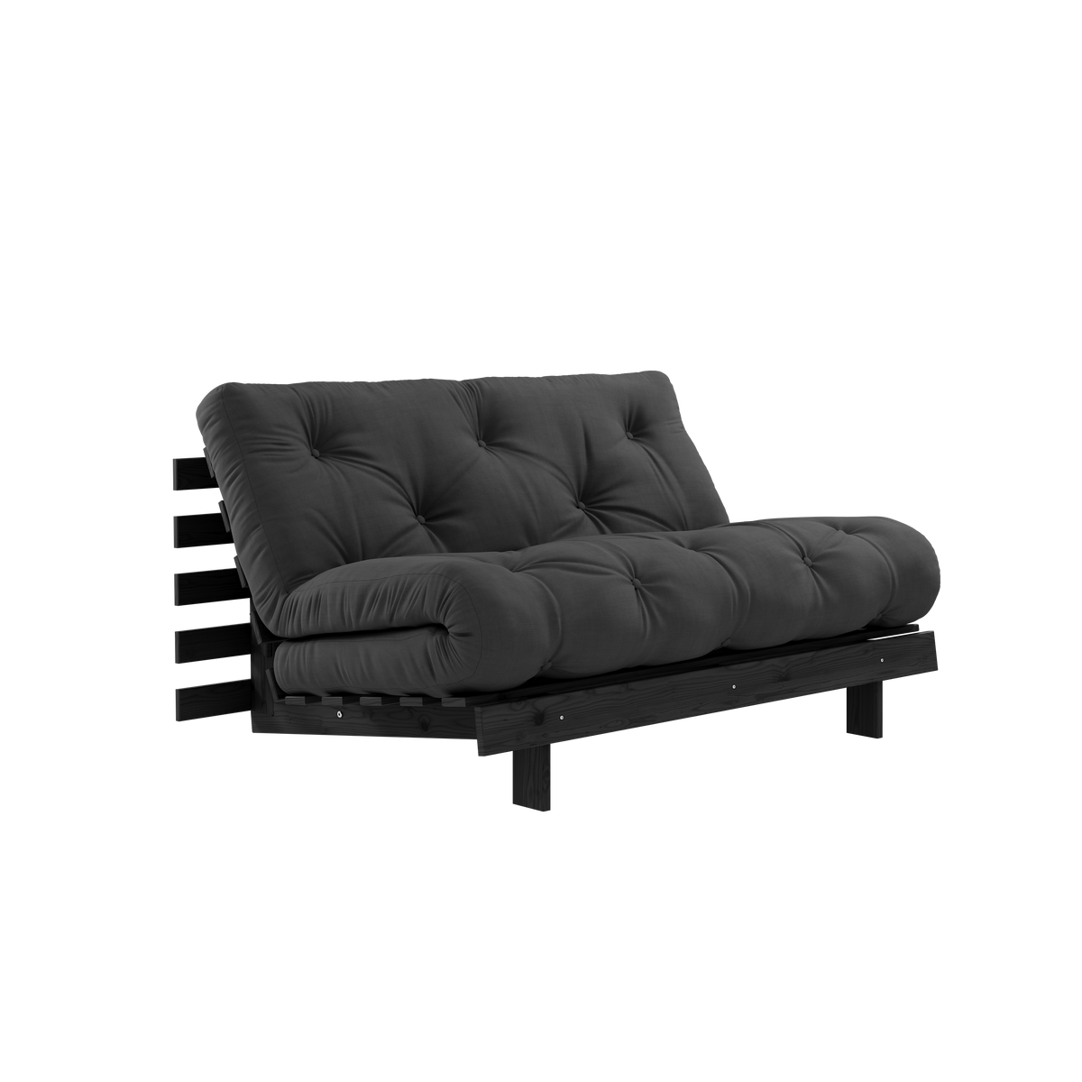 ROOTS BLACK NIGHT LACQUERED 140 X 200 W. ROOTS MATTRESS DARK GREY