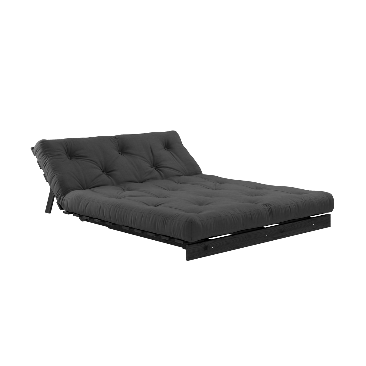 ROOTS BLACK NIGHT LACQUERED 140 X 200 W. ROOTS MATTRESS DARK GREY