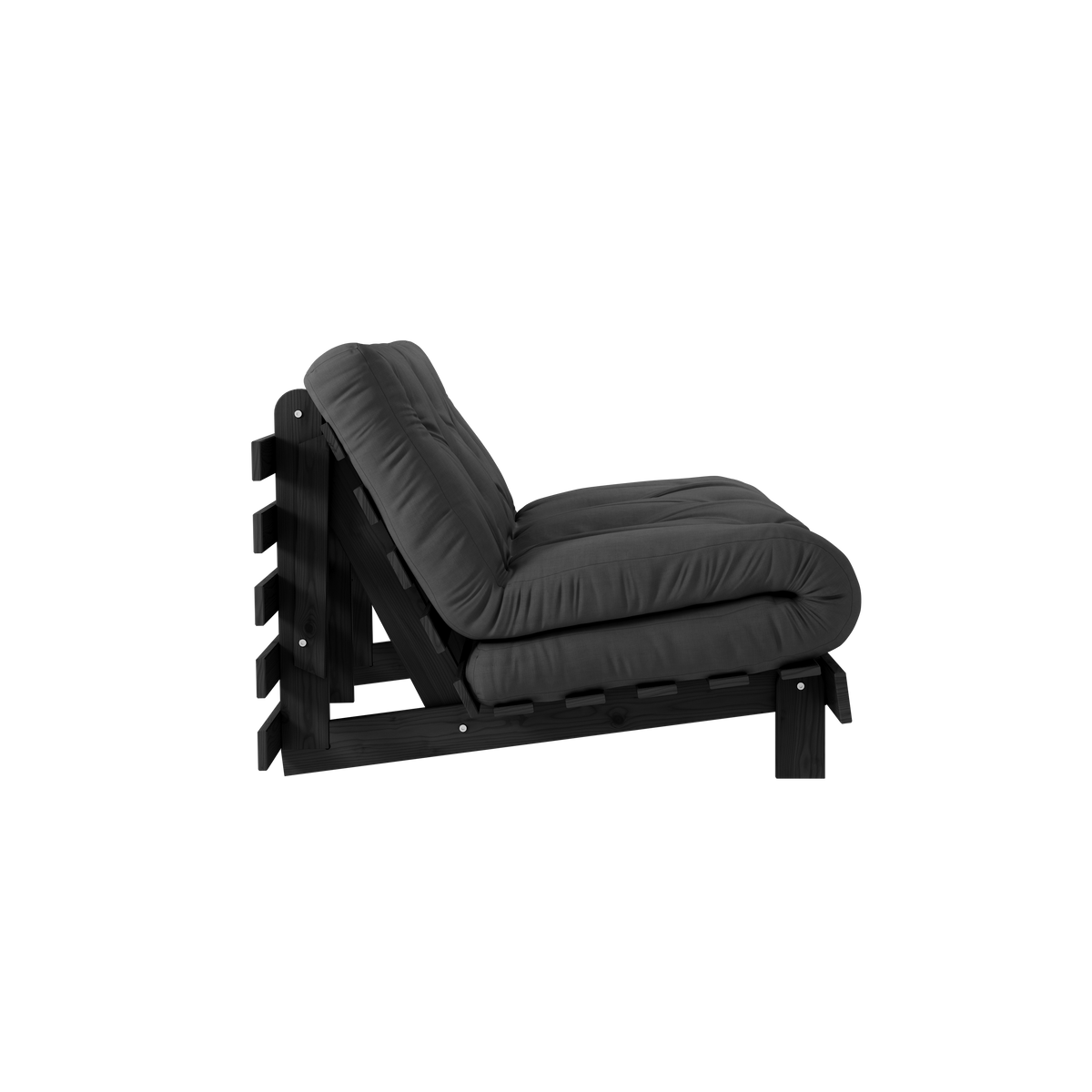 ROOTS BLACK NIGHT LACQUERED 140 X 200 W. ROOTS MATTRESS DARK GREY