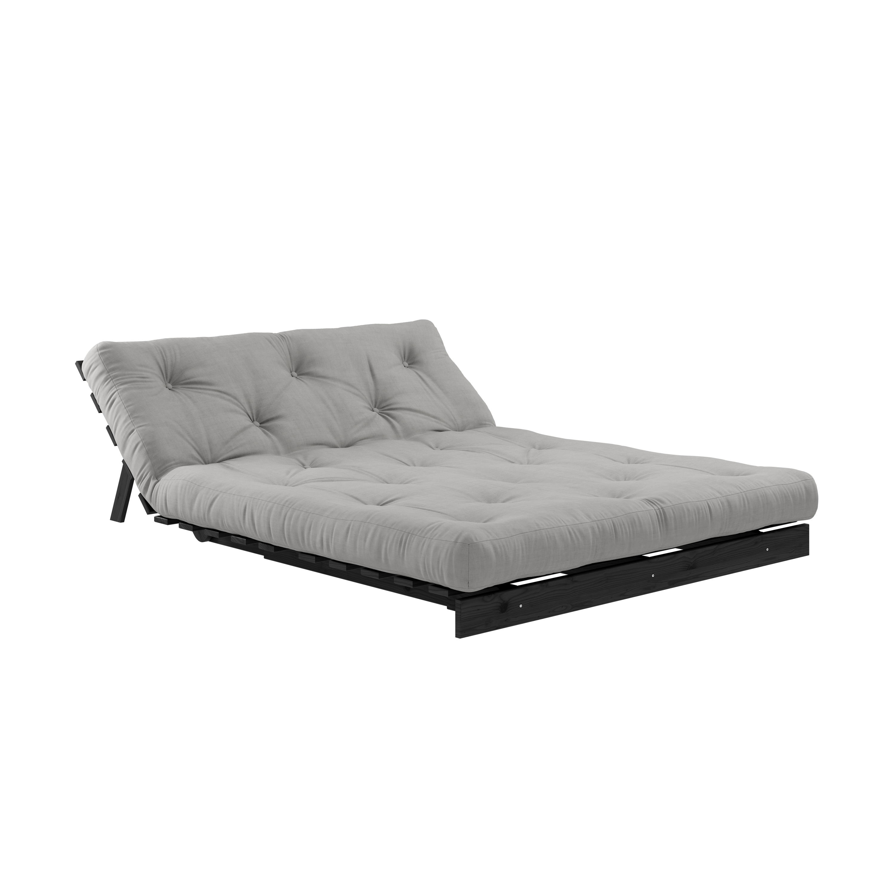 ROOTS NUIT NOIR LAQUÉ 140 X 200 AVEC MATELAS ROOTS GRIS