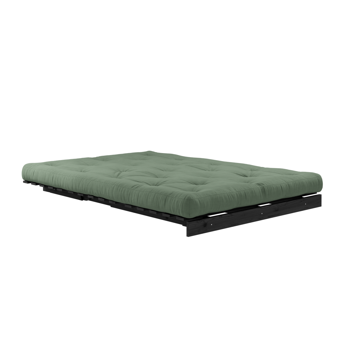 ROOTS NOIR LAQUÉ 140 X 200 AVEC MATELAS ROOTS VERT OLIVE