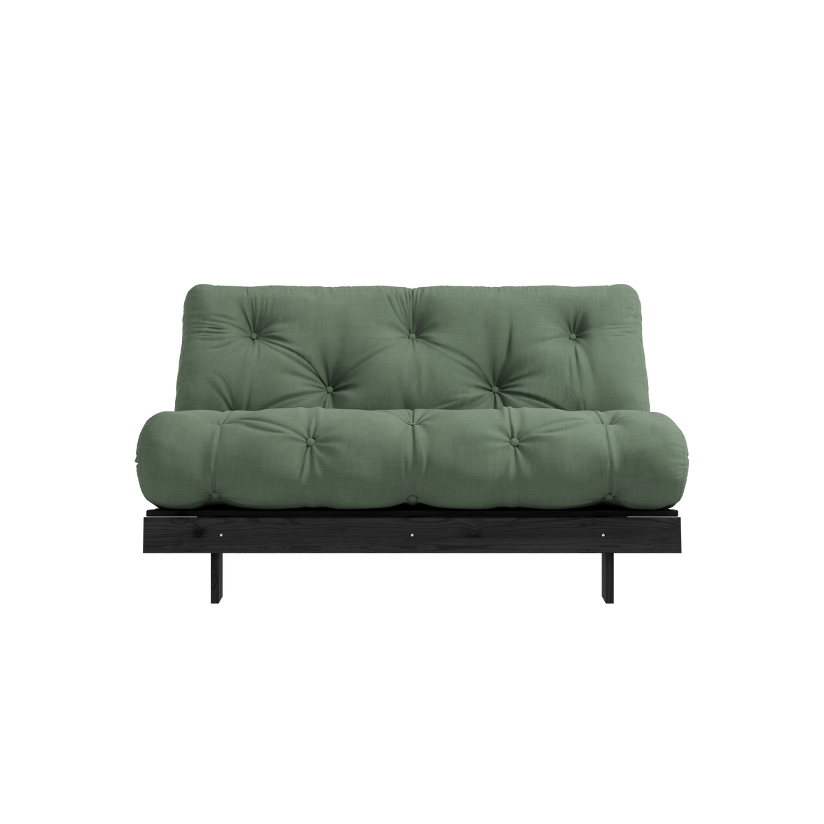 ROOTS NOIR LAQUÉ 140 X 200 AVEC MATELAS ROOTS VERT OLIVE