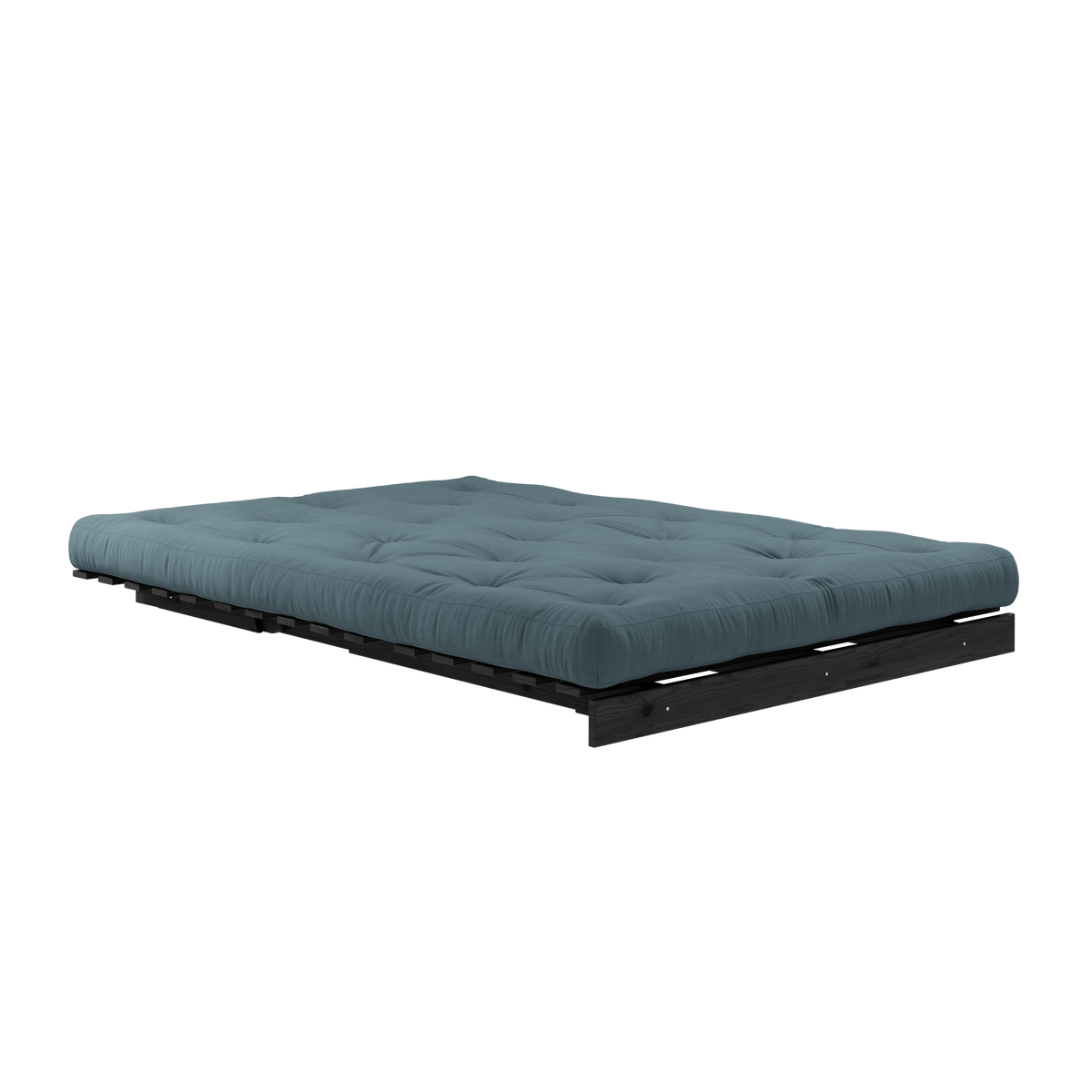 ROOTS NOIR NUIT LAQUÉ 140 X 200 AVEC MATELAS ROOTS BLEU PÉTROLE