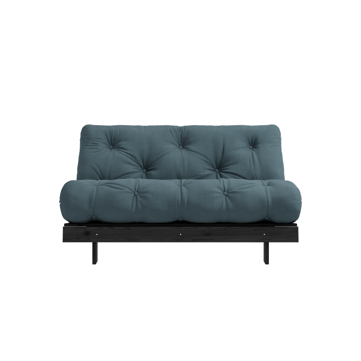 ROOTS NOIR NUIT LAQUÉ 140 X 200 AVEC MATELAS ROOTS BLEU PÉTROLE