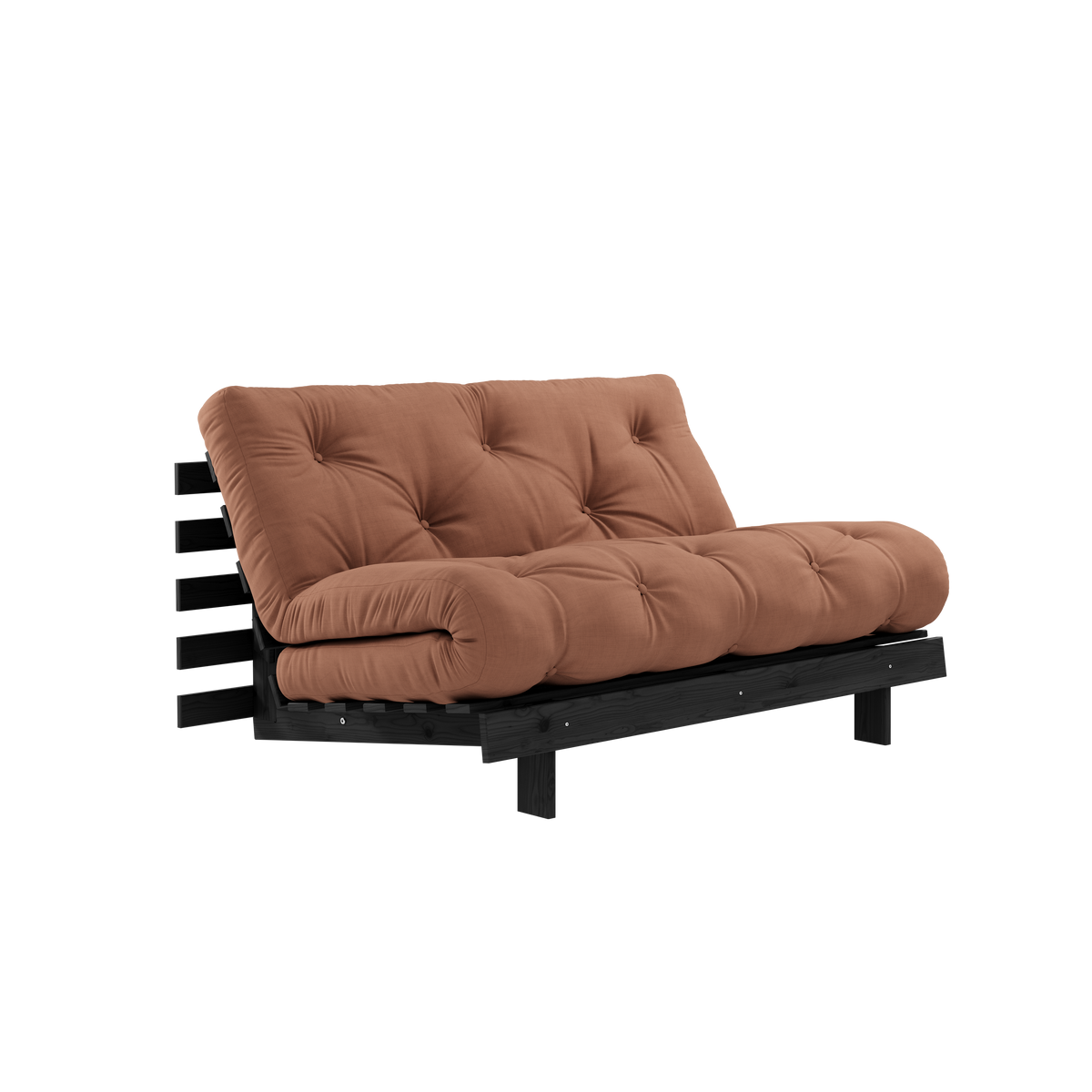 ROOTS BLACK NIGHT LACQUERED 140 X 200 W. ROOTS MATTRESS CLAY BROWN
