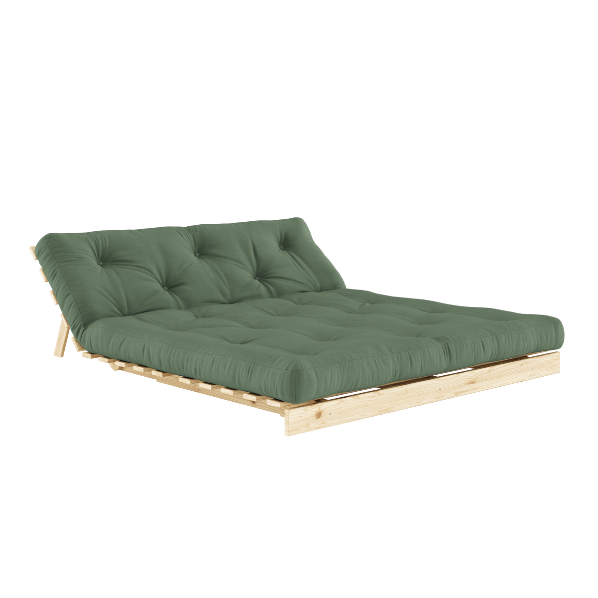 ROOTS RAW 160 X 200 AVEC MATELAS ROOTS VERT OLIVE