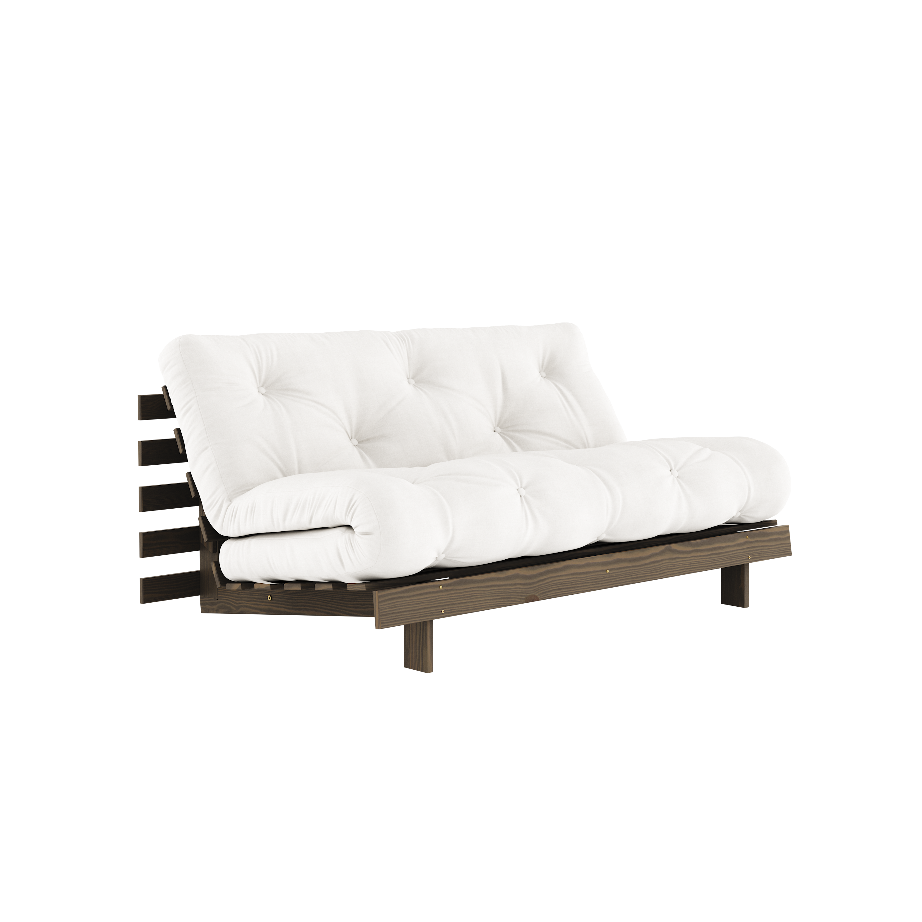 MARRON CAROUBE ROOTS 160 X 200 AVEC MATELAS ROOTS NATUREL
