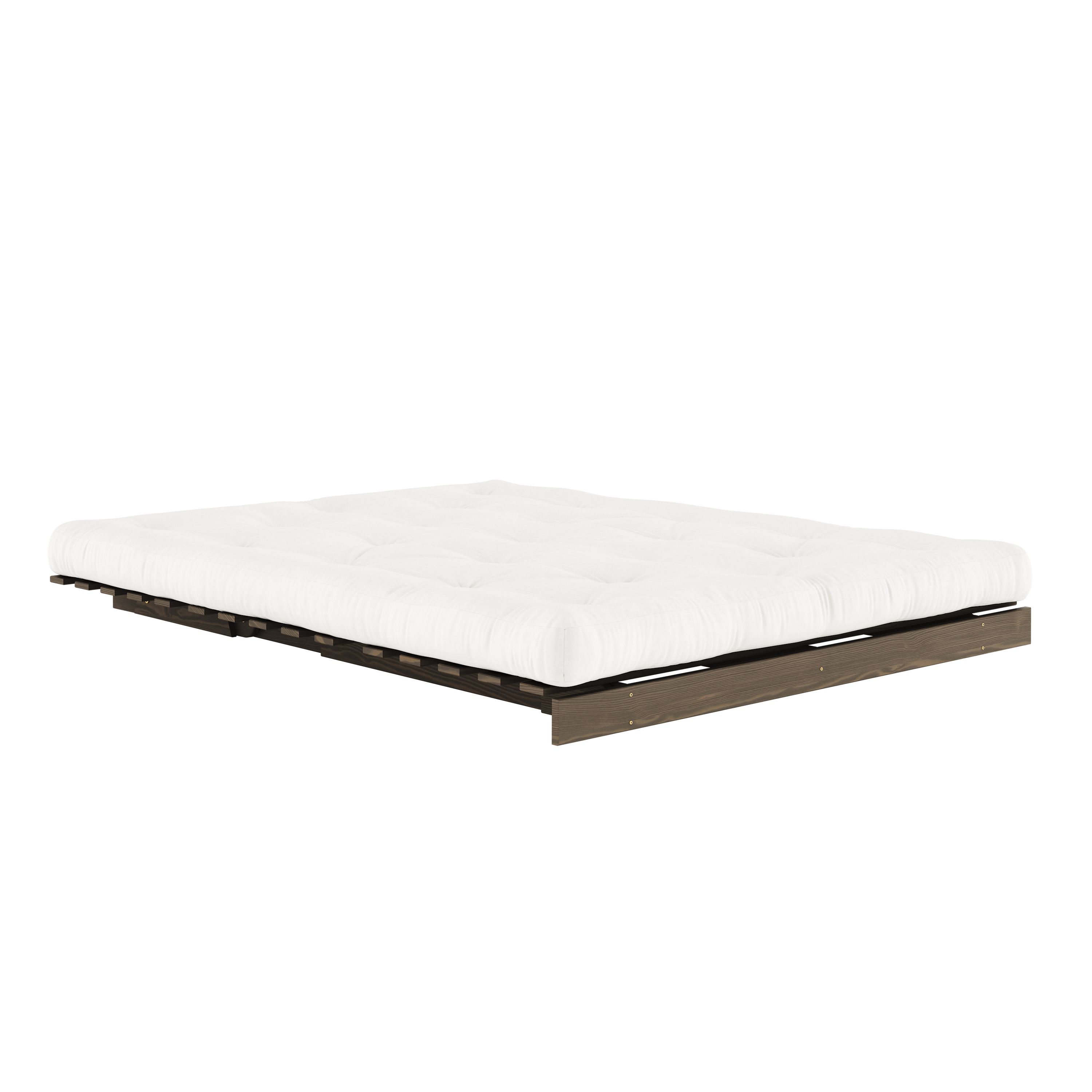 MARRON CAROUBE ROOTS 160 X 200 AVEC MATELAS ROOTS NATUREL