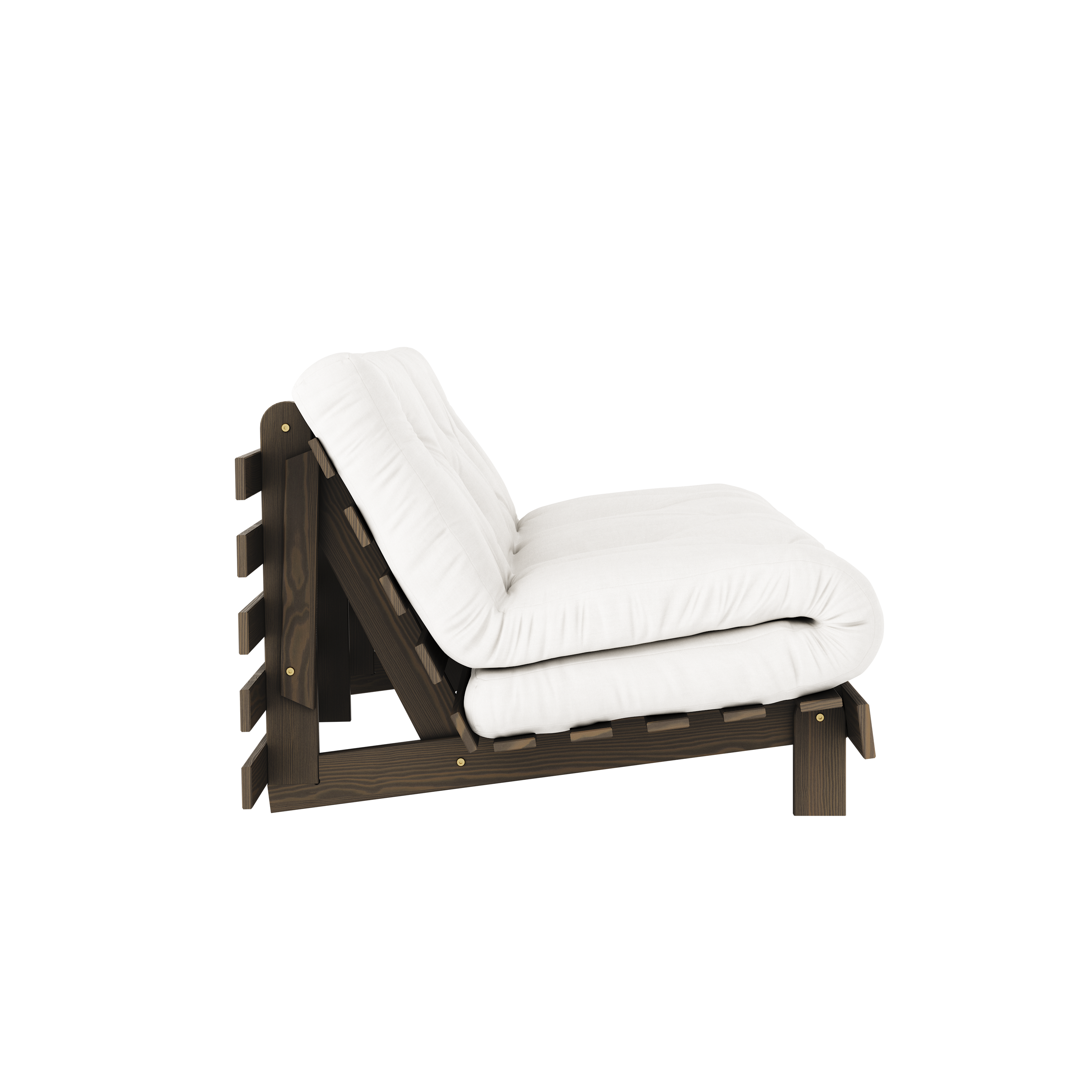 MARRON CAROUBE ROOTS 160 X 200 AVEC MATELAS ROOTS NATUREL