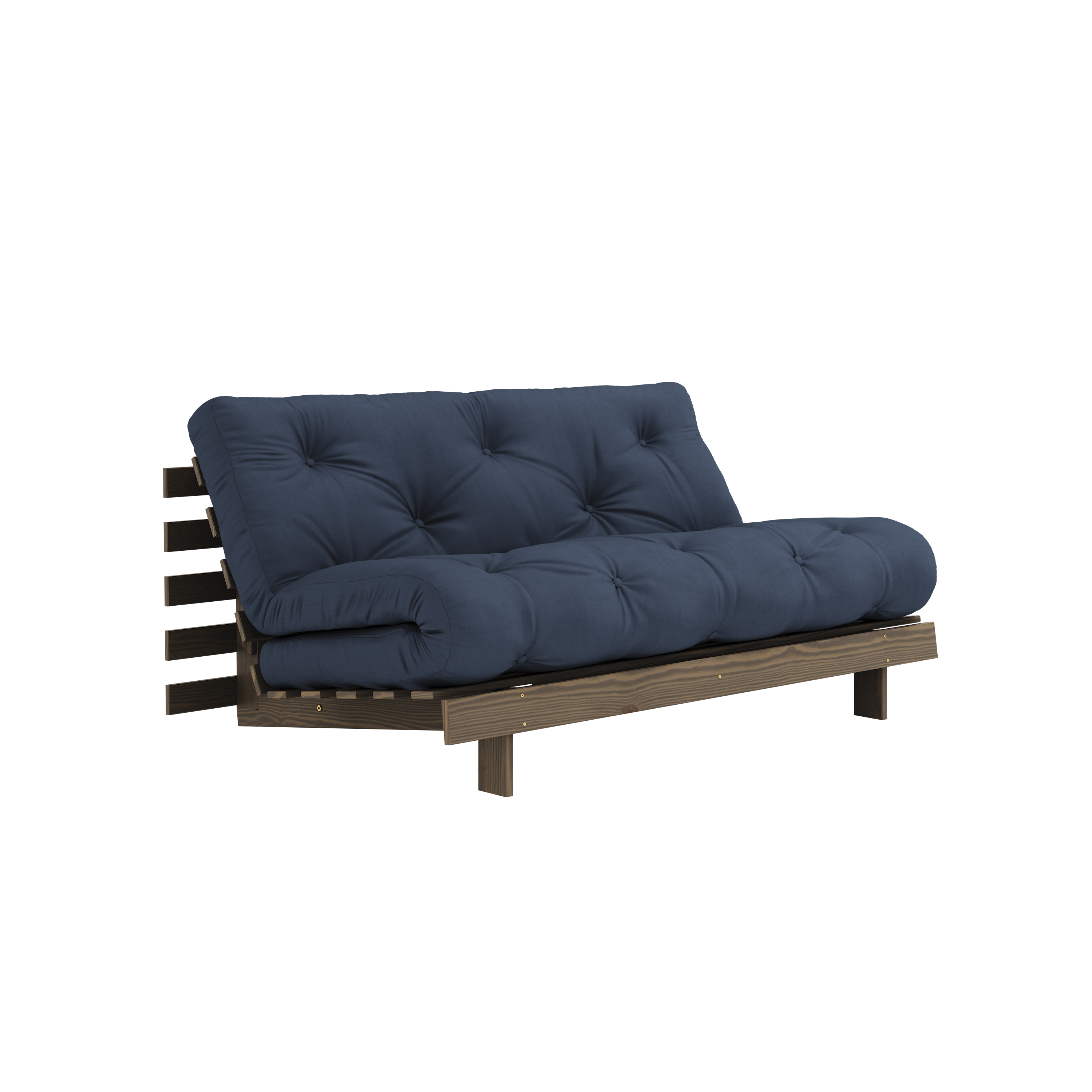 ROOTS BRUN CAROUBE 160 X 200 AVEC MATELAS ROOTS BLEU MARINE