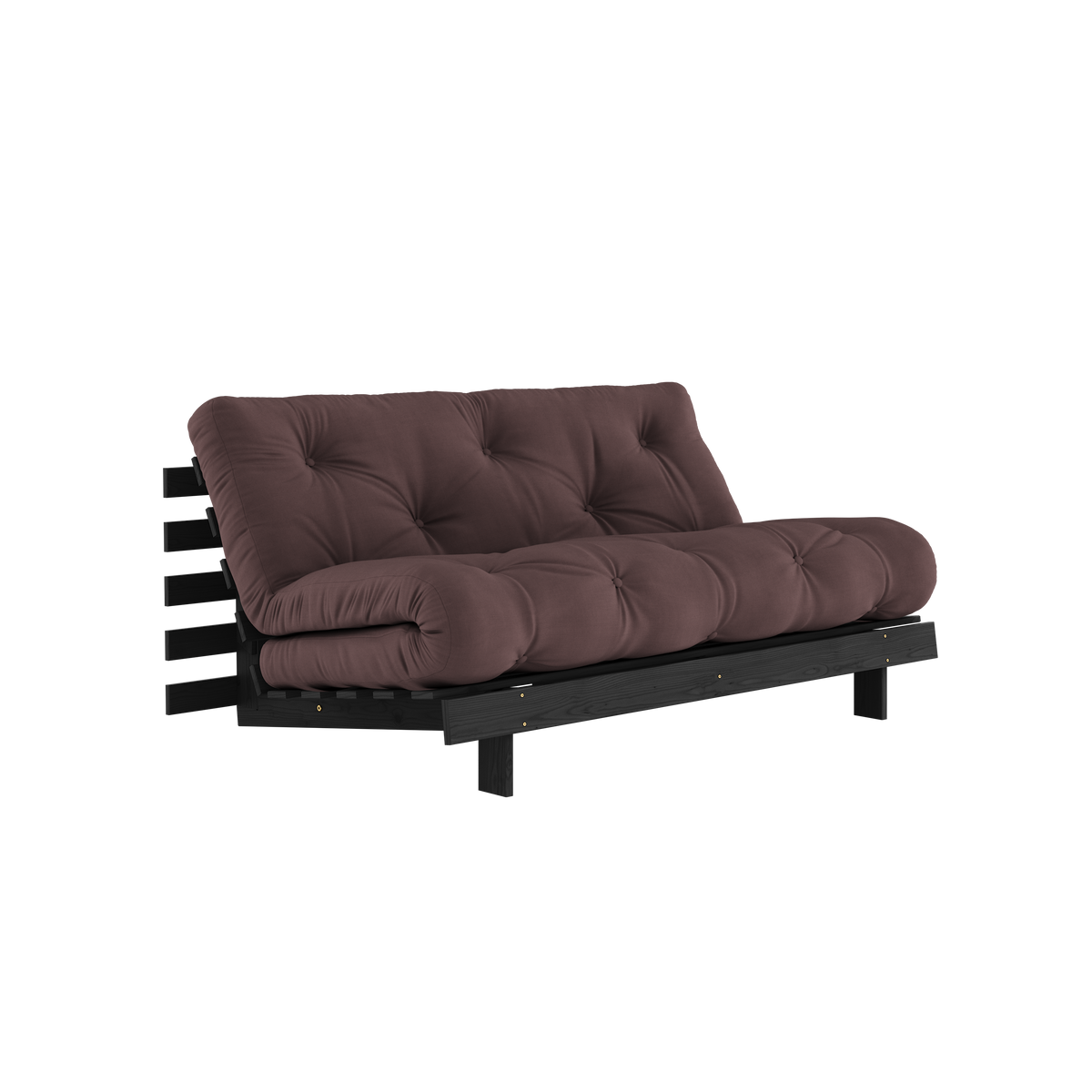 ROOTS BLACK NIGHT LACQUERED 160 X 200 W. ROOTS MATTRESS BROWN