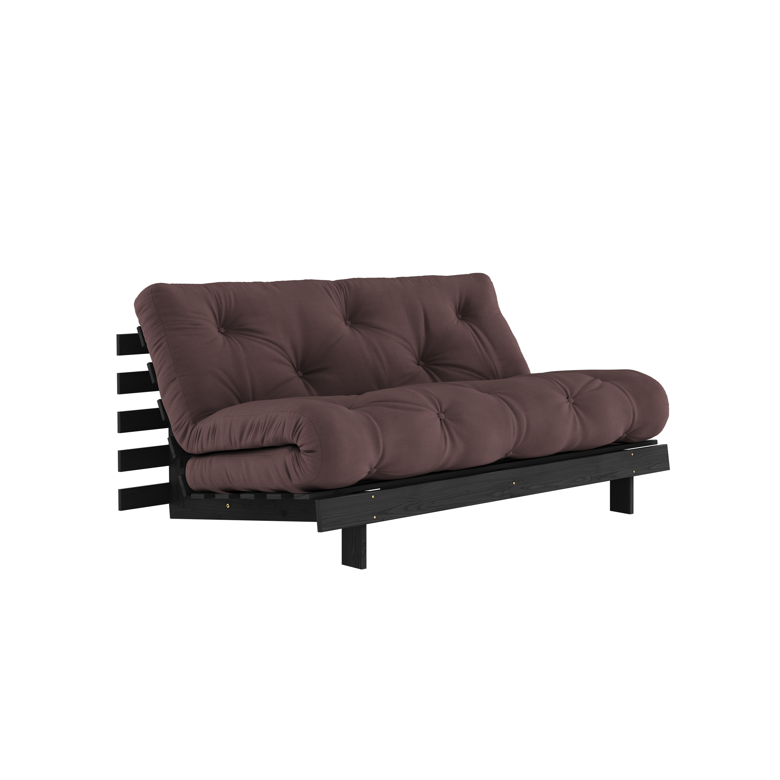 ROOTS BLACK NIGHT LACQUERED 160 X 200 W. ROOTS MATTRESS BROWN