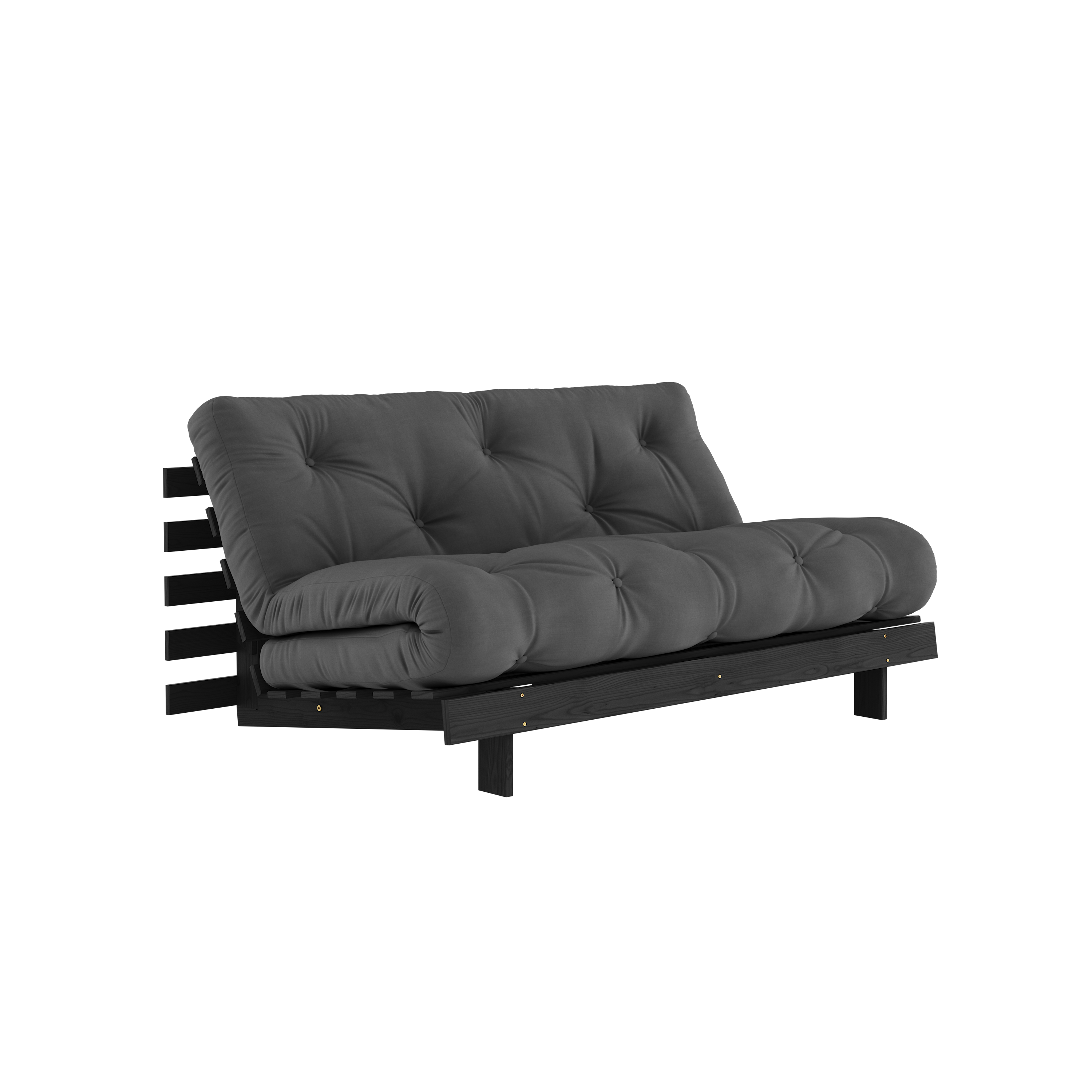 ROOTS BLACK NIGHT LACQUERED 160 X 200 W. ROOTS MATTRESS DARK GREY