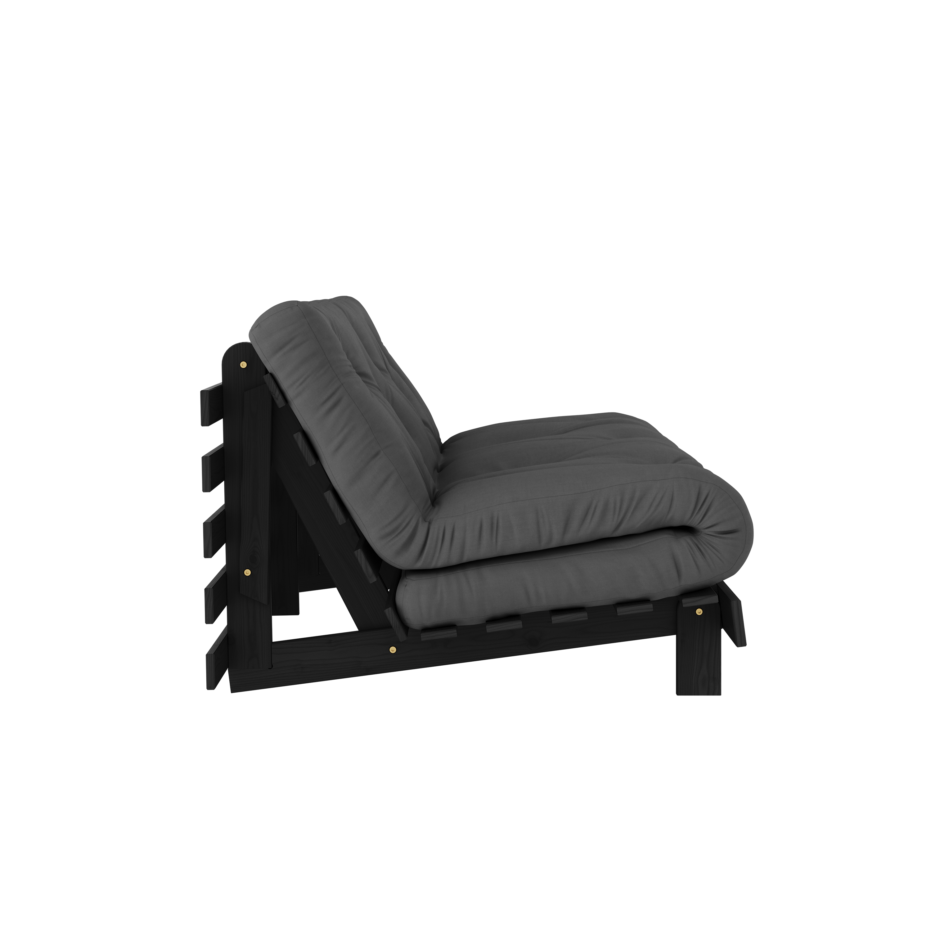 ROOTS BLACK NIGHT LACQUERED 160 X 200 W. ROOTS MATTRESS DARK GREY