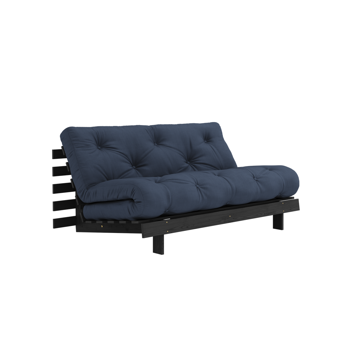 ROOTS BLACK NIGHT LAQUÉ 160 X 200 AVEC MATELAS ROOTS BLEU MARINE