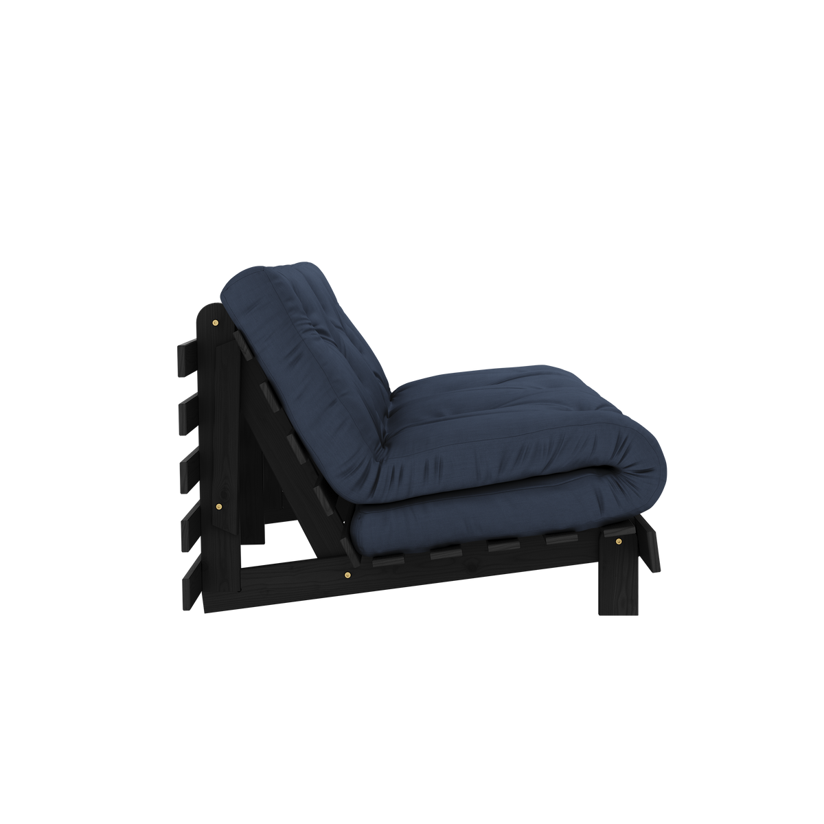 ROOTS BLACK NIGHT LAQUÉ 160 X 200 AVEC MATELAS ROOTS BLEU MARINE