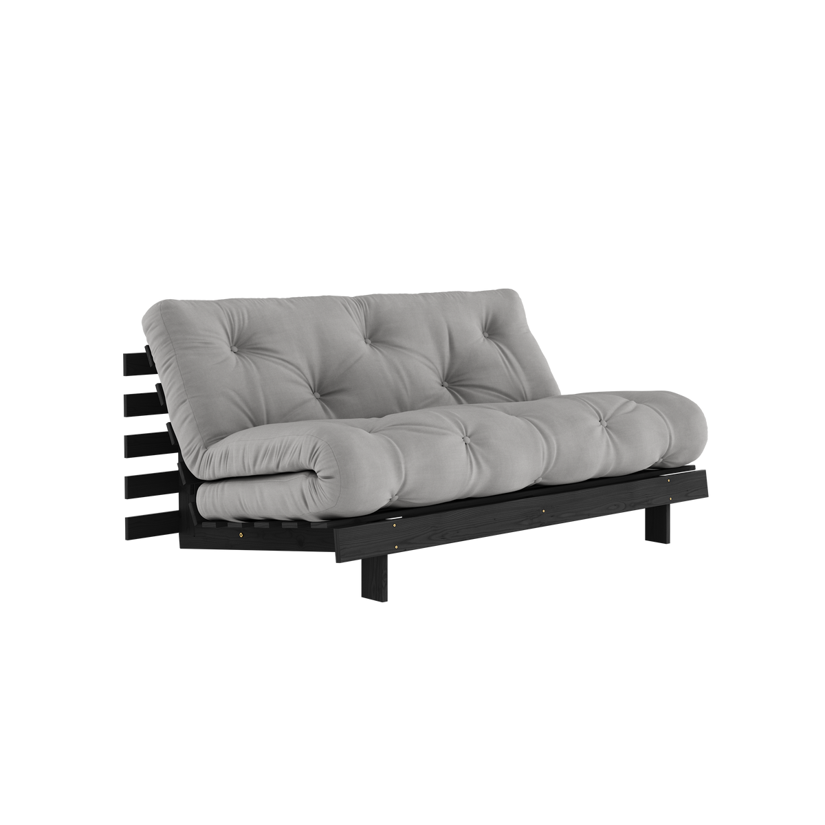 ROOTS BLACK NIGHT LACQUERED 160 X 200 W. ROOTS MATTRESS GREY