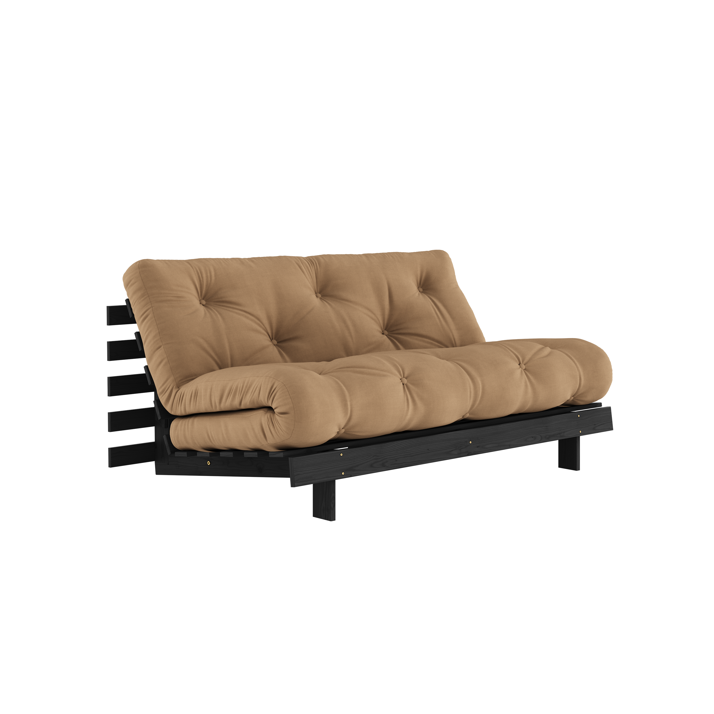 ROOTS NOIR NUIT LAQUÉ 160 X 200 AVEC MATELAS ROOTS MOCCA
