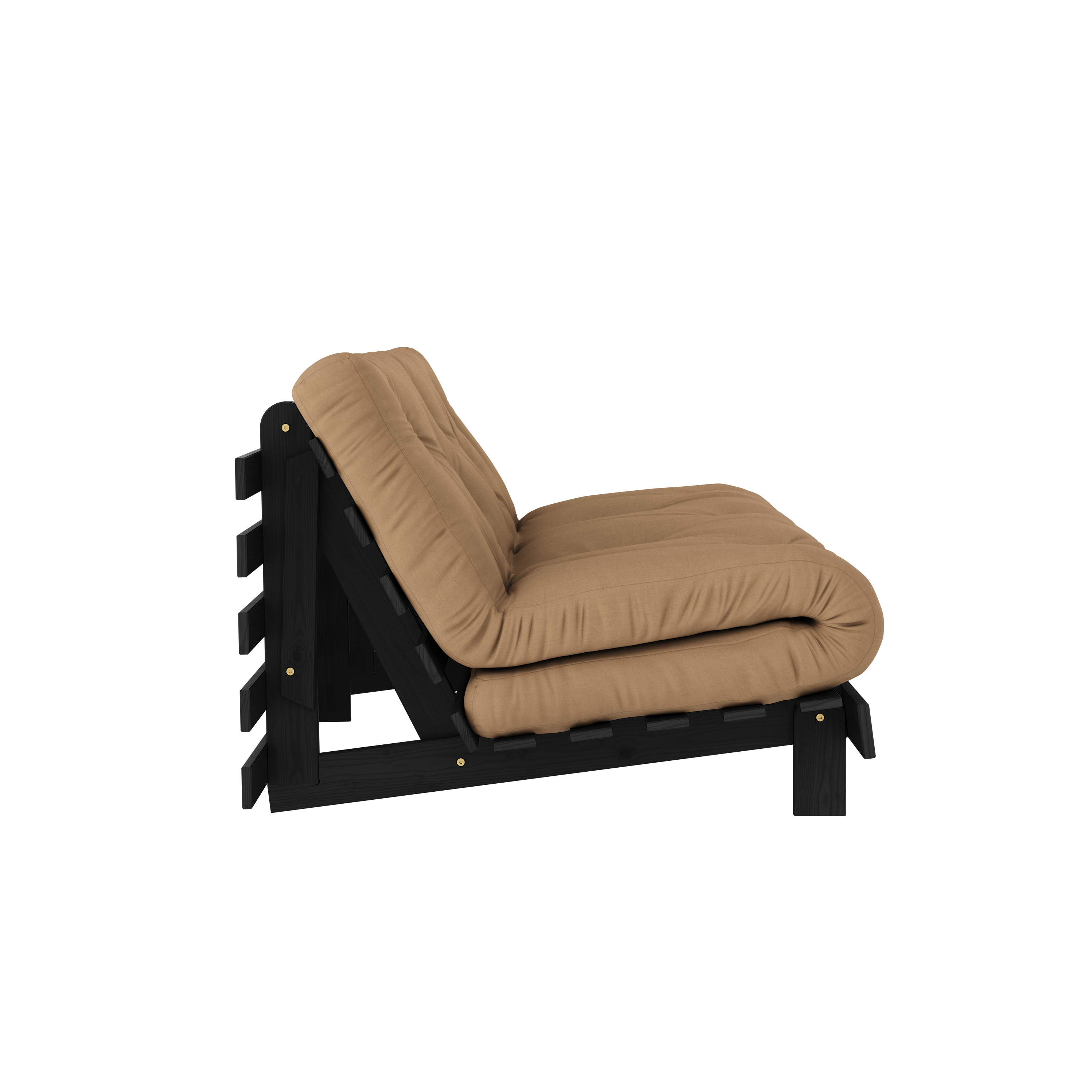 ROOTS NOIR NUIT LAQUÉ 160 X 200 AVEC MATELAS ROOTS MOCCA