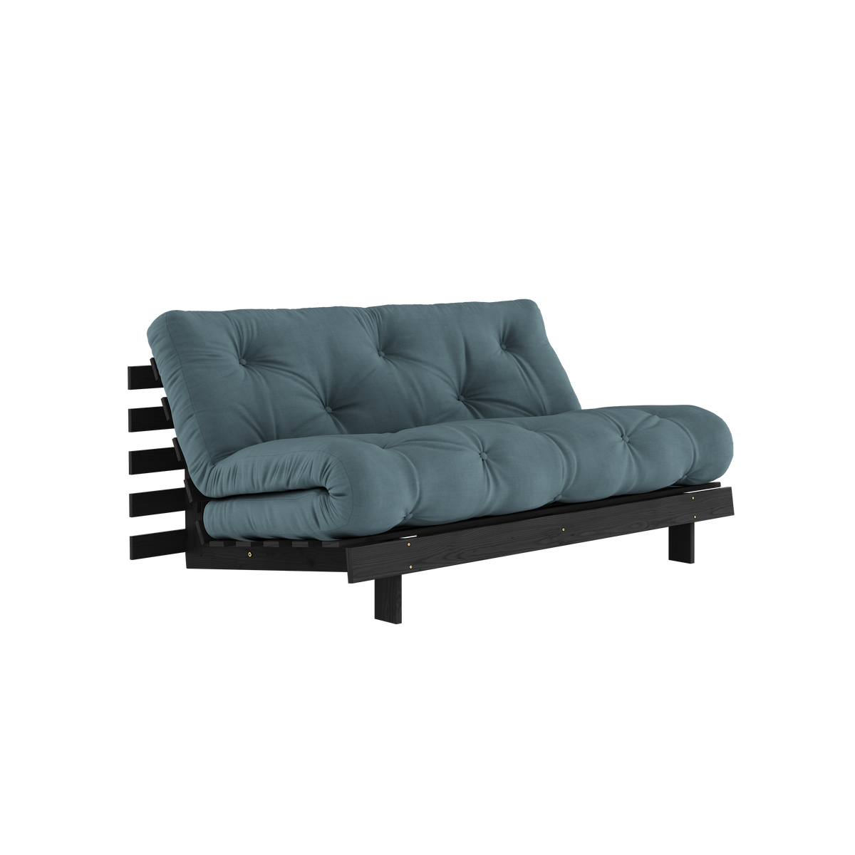 ROOTS NOIR NUIT LAQUÉ 160 X 200 W. MATELAS ROOTS BLEU PÉTROLE