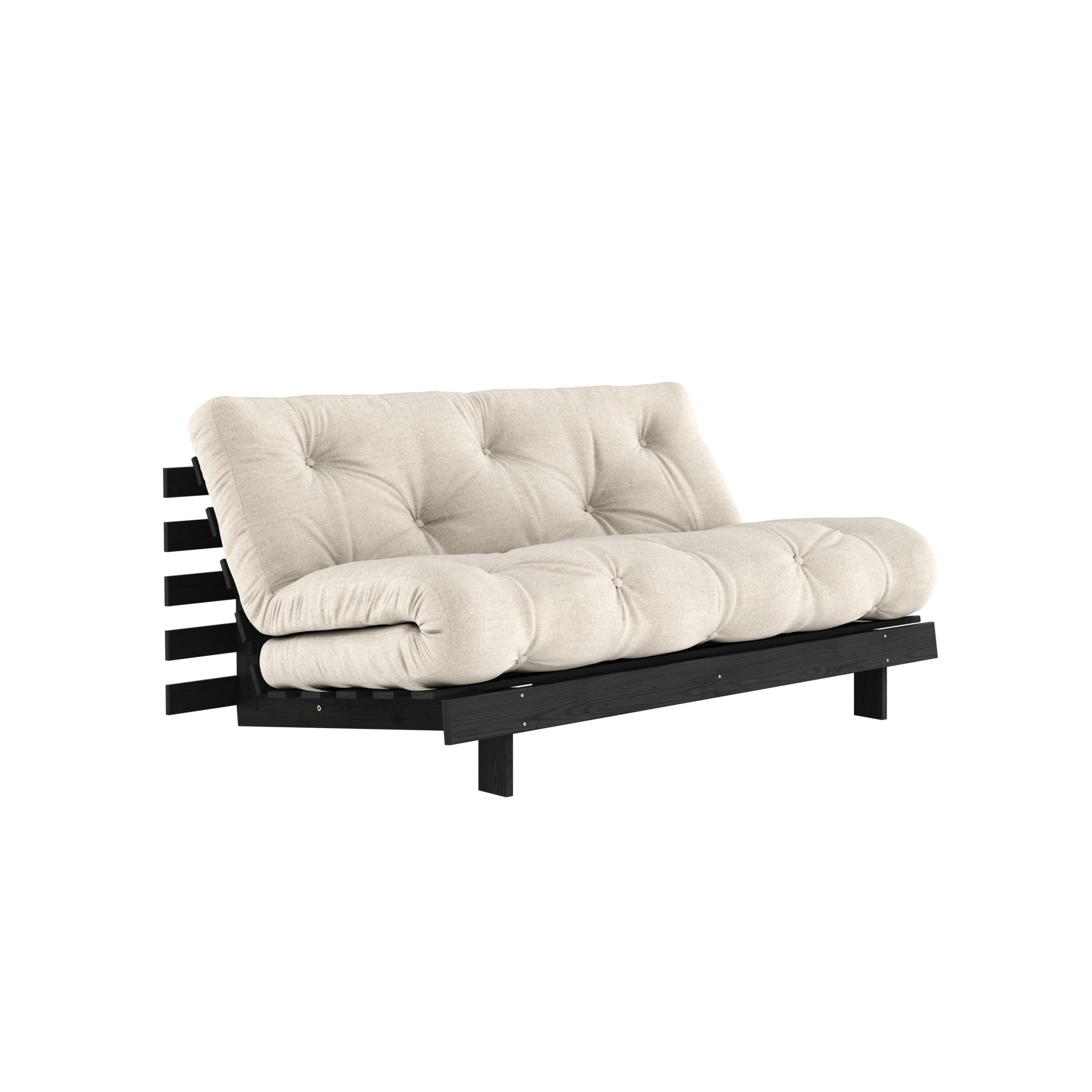 ROOTS BLACK NIGHT LACQUERED 160 X 200 W. ROOTS MATTRESS LINEN