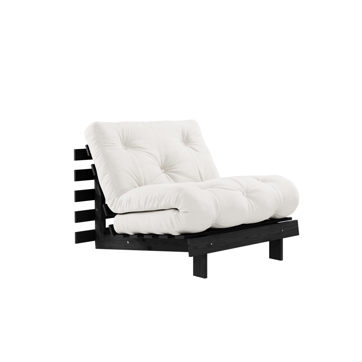 ROOTS NOIR LAQUÉ 90 X 200 AVEC MATELAS ROOTS NATUREL 90 X 200