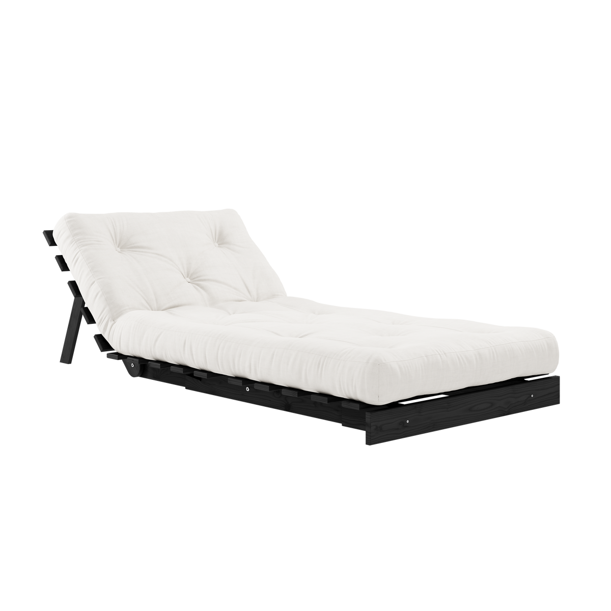 ROOTS NOIR LAQUÉ 90 X 200 AVEC MATELAS ROOTS NATUREL 90 X 200