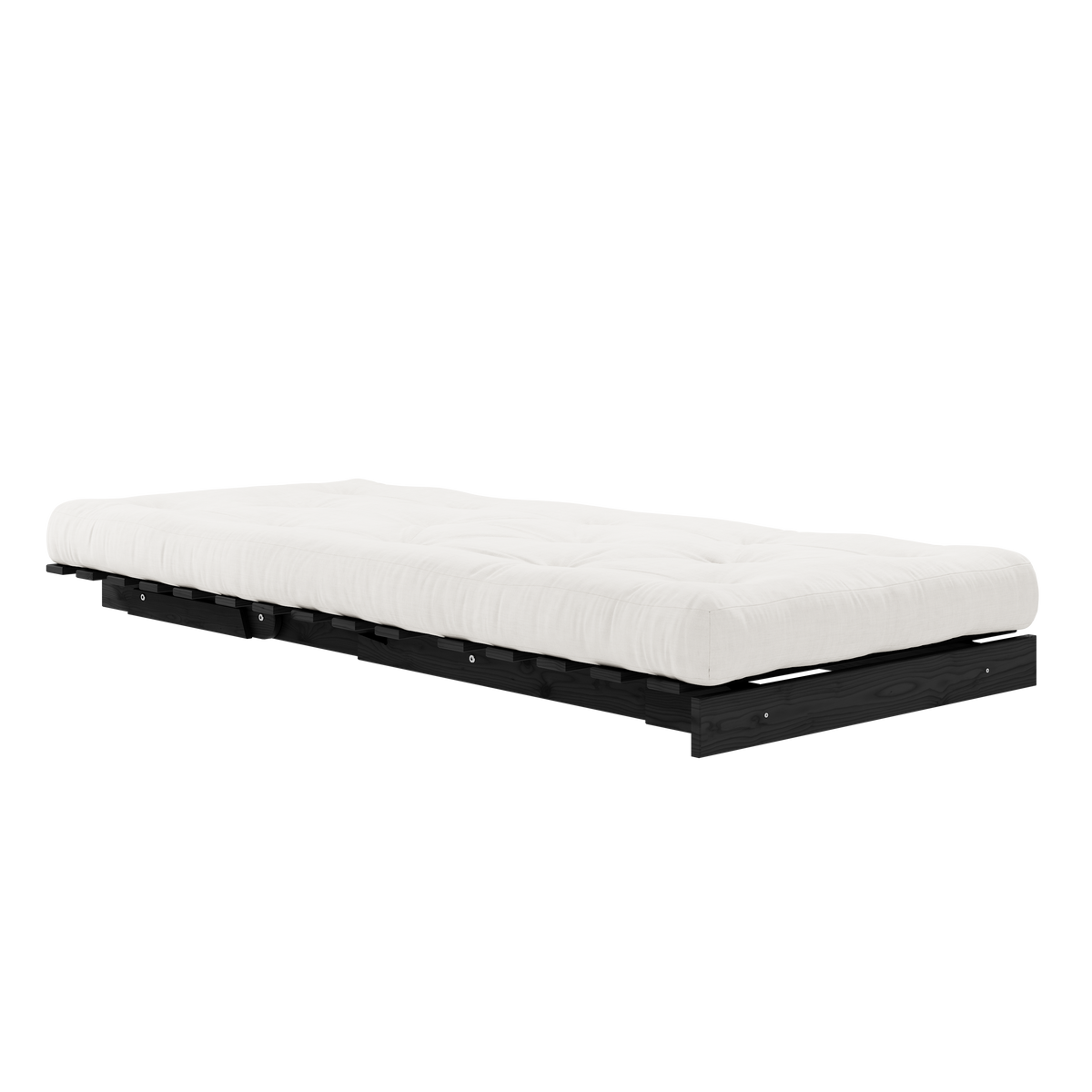 ROOTS NOIR LAQUÉ 90 X 200 AVEC MATELAS ROOTS NATUREL 90 X 200