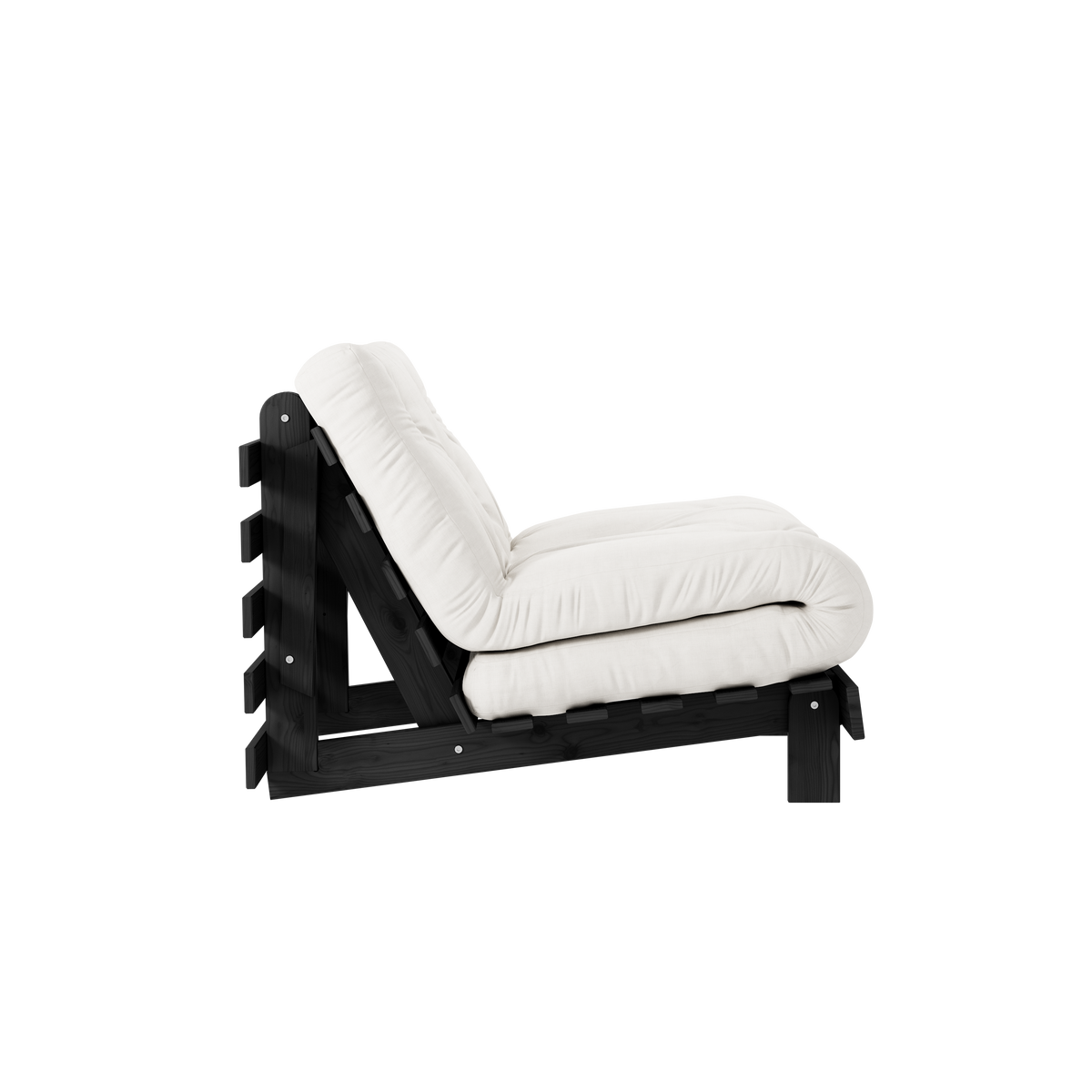 ROOTS NOIR LAQUÉ 90 X 200 AVEC MATELAS ROOTS NATUREL 90 X 200