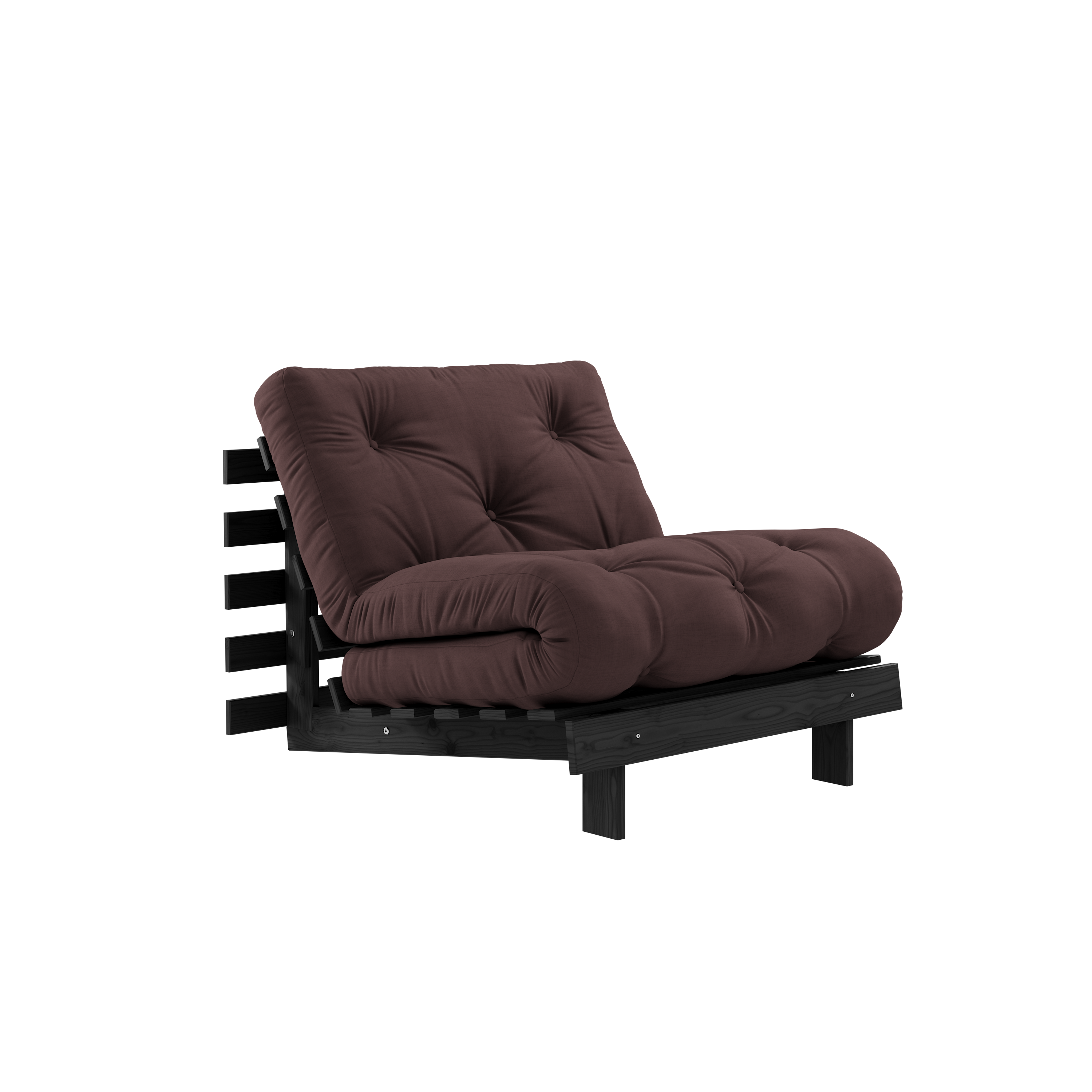 ROOTS BLACK NIGHT LACQUERED 90 X 200 W. ROOTS MATTRESS BROWN