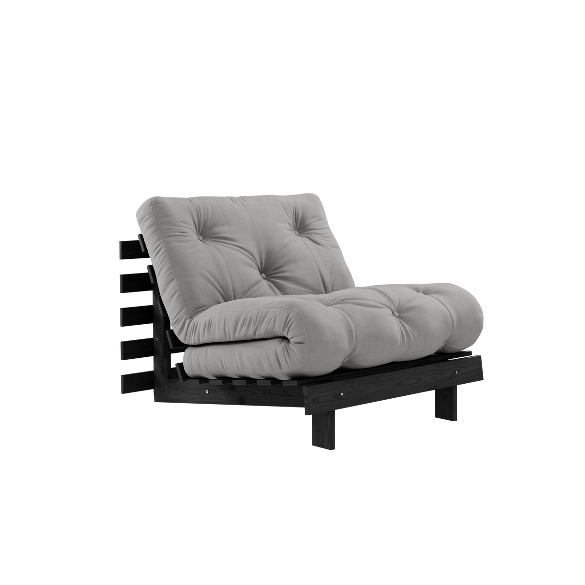 ROOTS BLACK NIGHT LACQUERED 90 X 200 W. ROOTS MATTRESS GREY