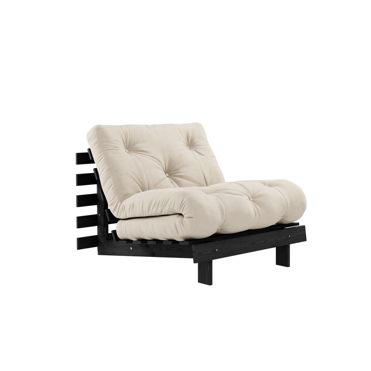 ROOTS NOIR NUIT LAQUÉ 90 X 200 AVEC MATELAS ROOTS BEIGE 90 X 200