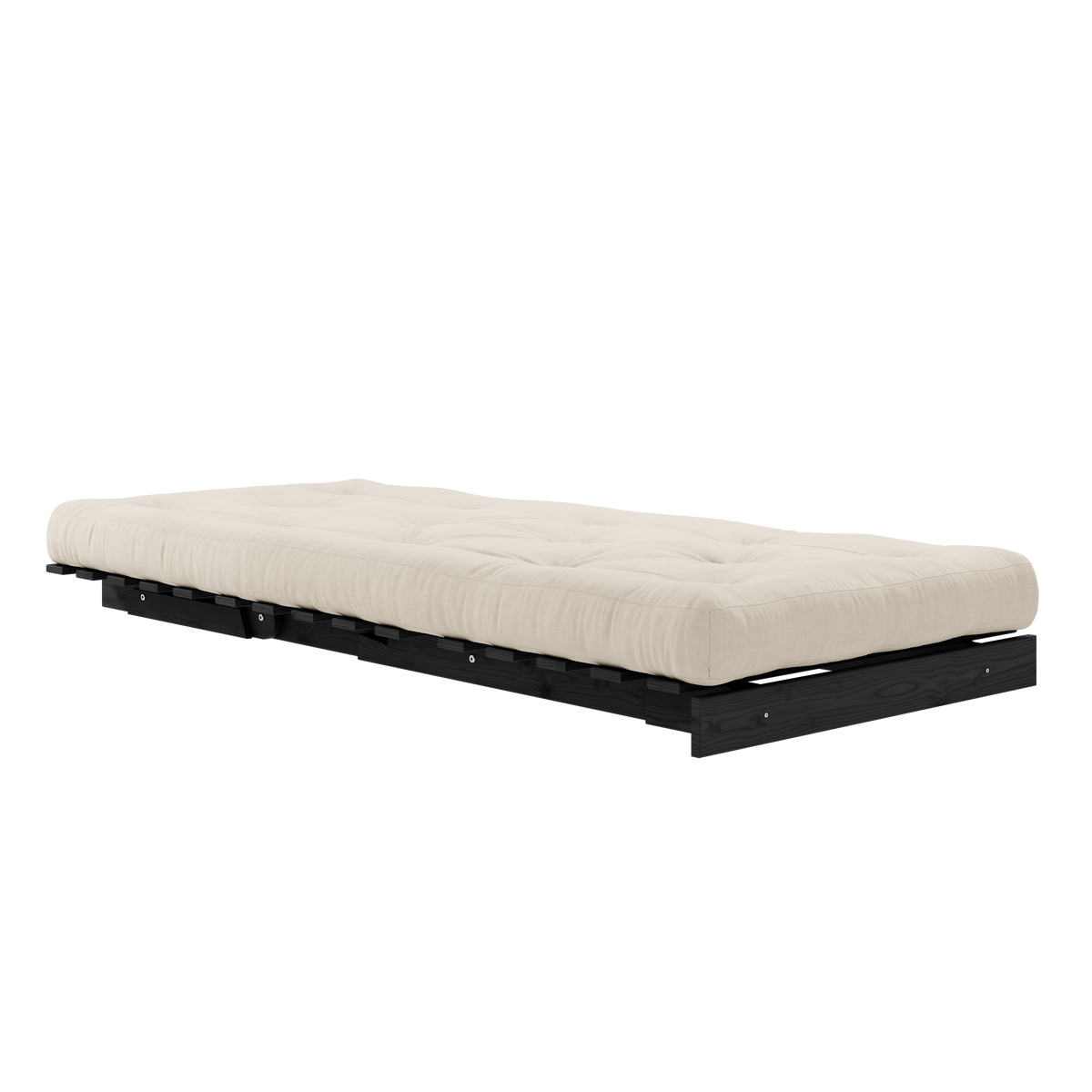 ROOTS NOIR NUIT LAQUÉ 90 X 200 AVEC MATELAS ROOTS BEIGE 90 X 200