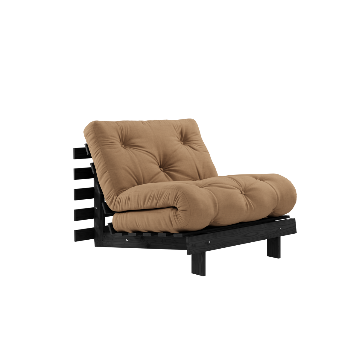 ROOTS BLACK NIGHT LACQUERED 90 X 200 W. ROOTS MATTRESS MOCCA