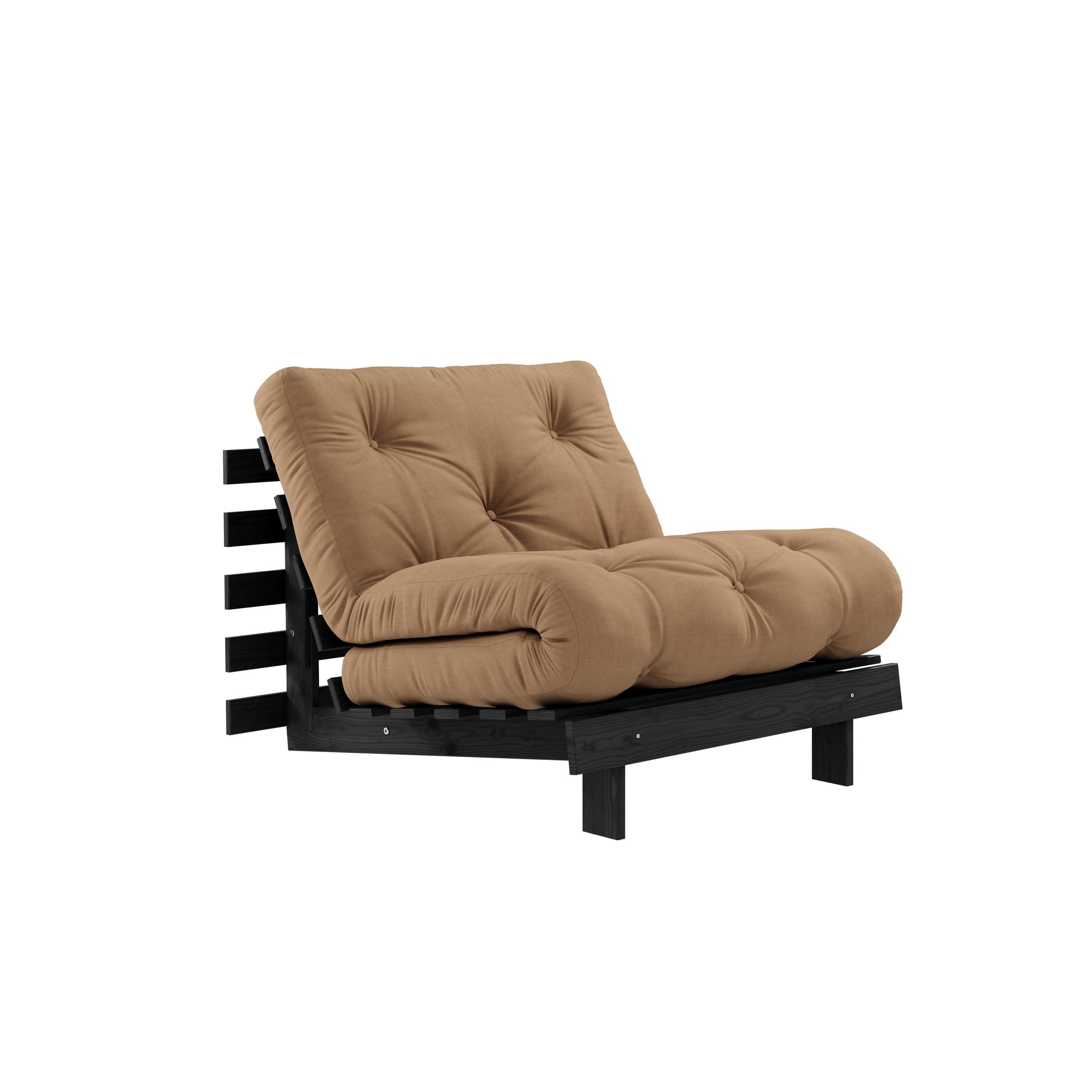 ROOTS BLACK NIGHT LACQUERED 90 X 200 W. ROOTS MATTRESS MOCCA
