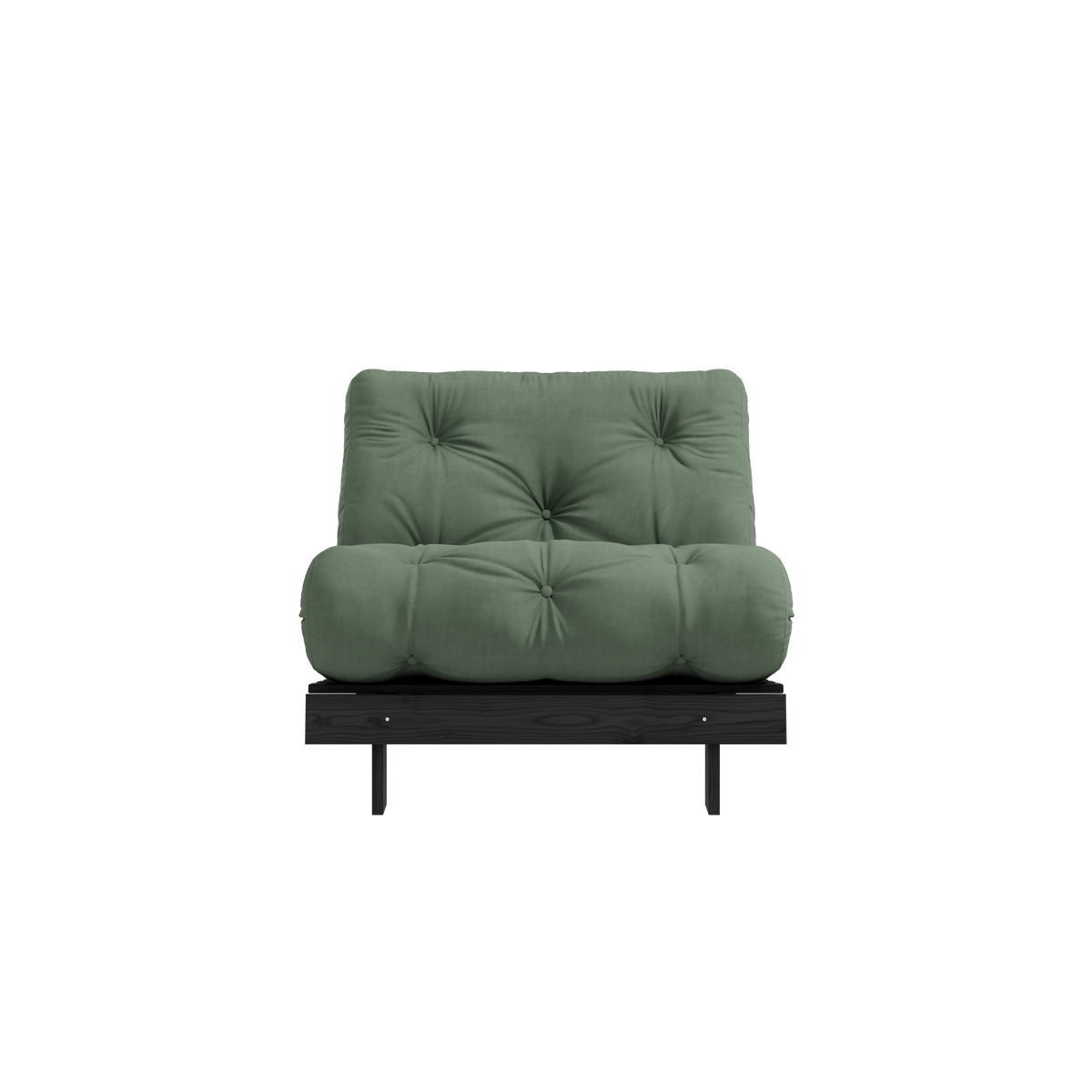 ROOTS BLACK NIGHT LACQUERED 90 X 200 W. ROOTS MATTRESS OLIVE GREEN