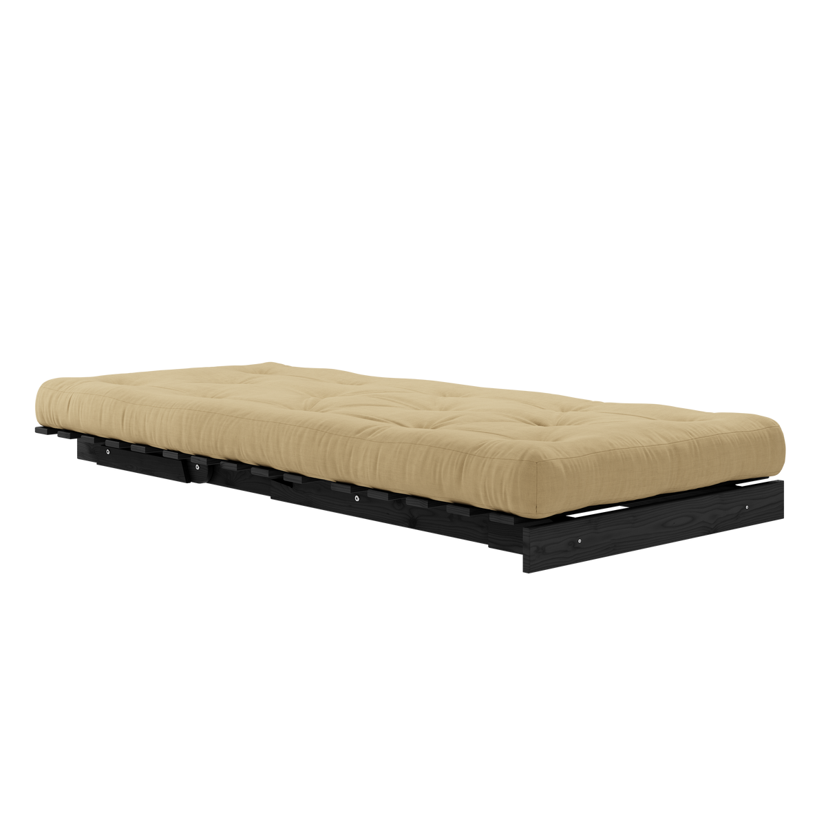 ROOTS BLACK NIGHT LACQUERED 90 X 200 W. ROOTS MATTRESS WHEAT BEIGE