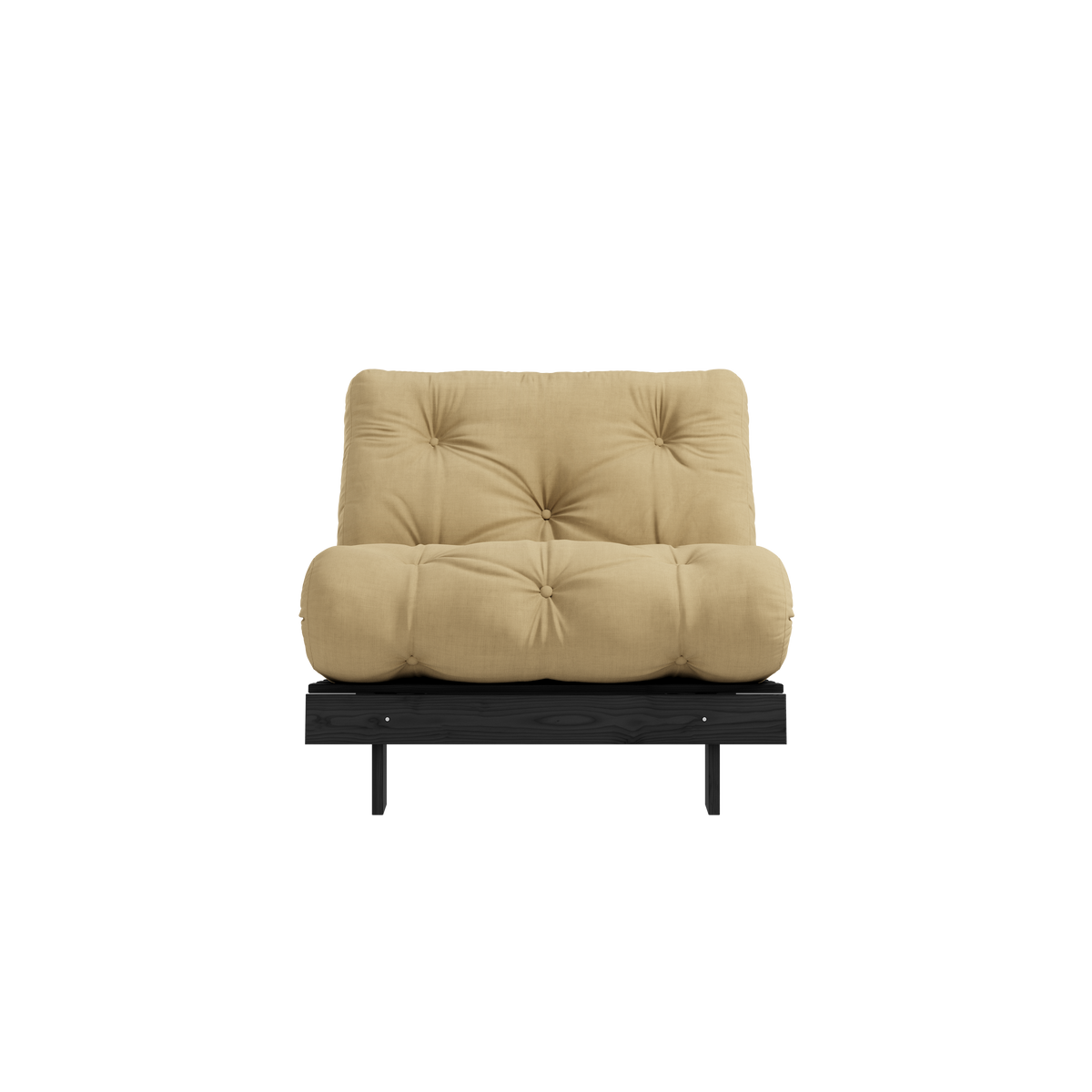 ROOTS BLACK NIGHT LACQUERED 90 X 200 W. ROOTS MATTRESS WHEAT BEIGE