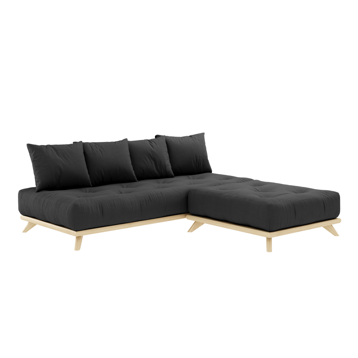 SENZA DAYBED CLEAR LACQUERED W. SENZA DAYBED MATTRESS SET DARK GREY