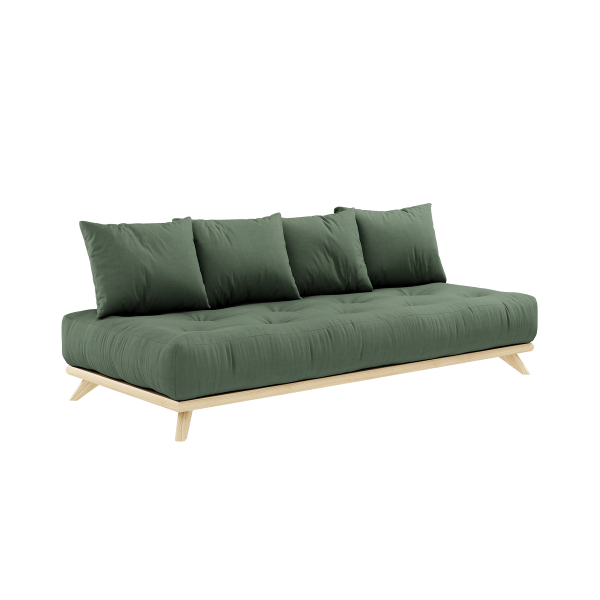 SENZA DAYBED CLEAR LACQUERED W. SENZA DAYBED MATTRESS SET OLIVE GREEN
