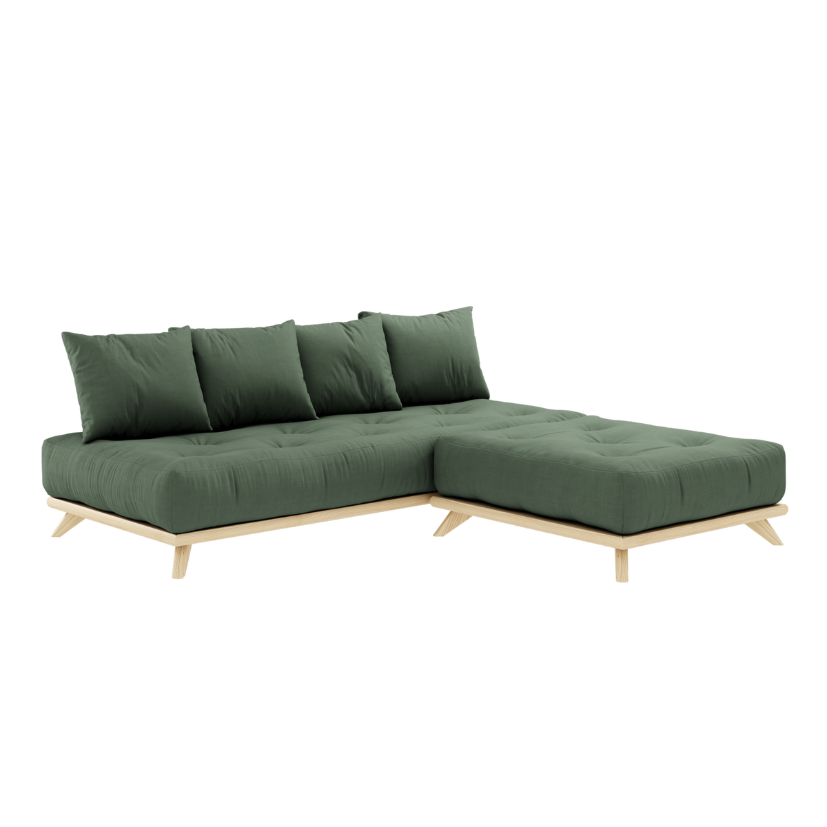 SENZA DAYBED CLEAR LACQUERED W. SENZA DAYBED MATTRESS SET OLIVE GREEN