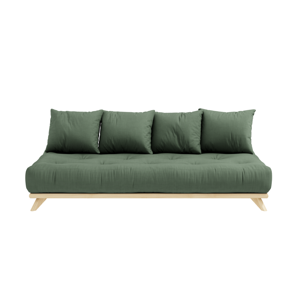 SENZA DAYBED CLEAR LACQUERED W. SENZA DAYBED MATTRESS SET OLIVE GREEN