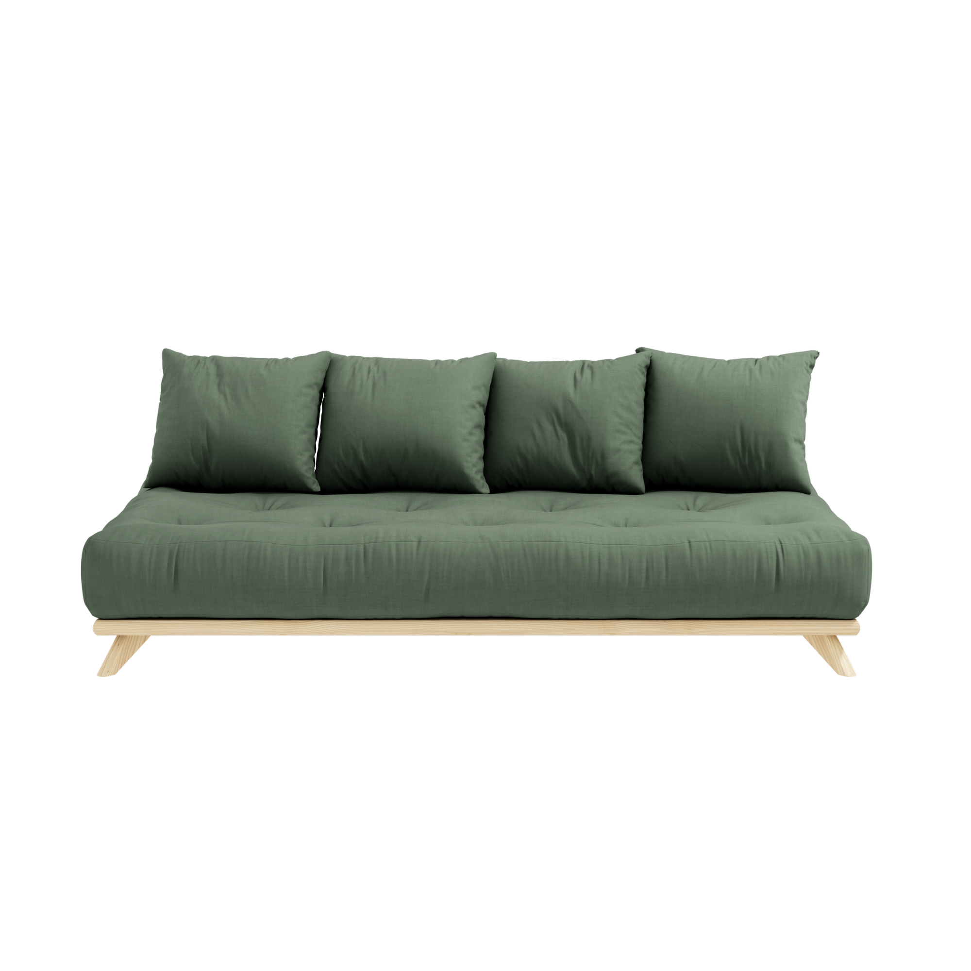 SENZA DAYBED CLEAR LACQUERED W. SENZA DAYBED MATTRESS SET OLIVE GREEN
