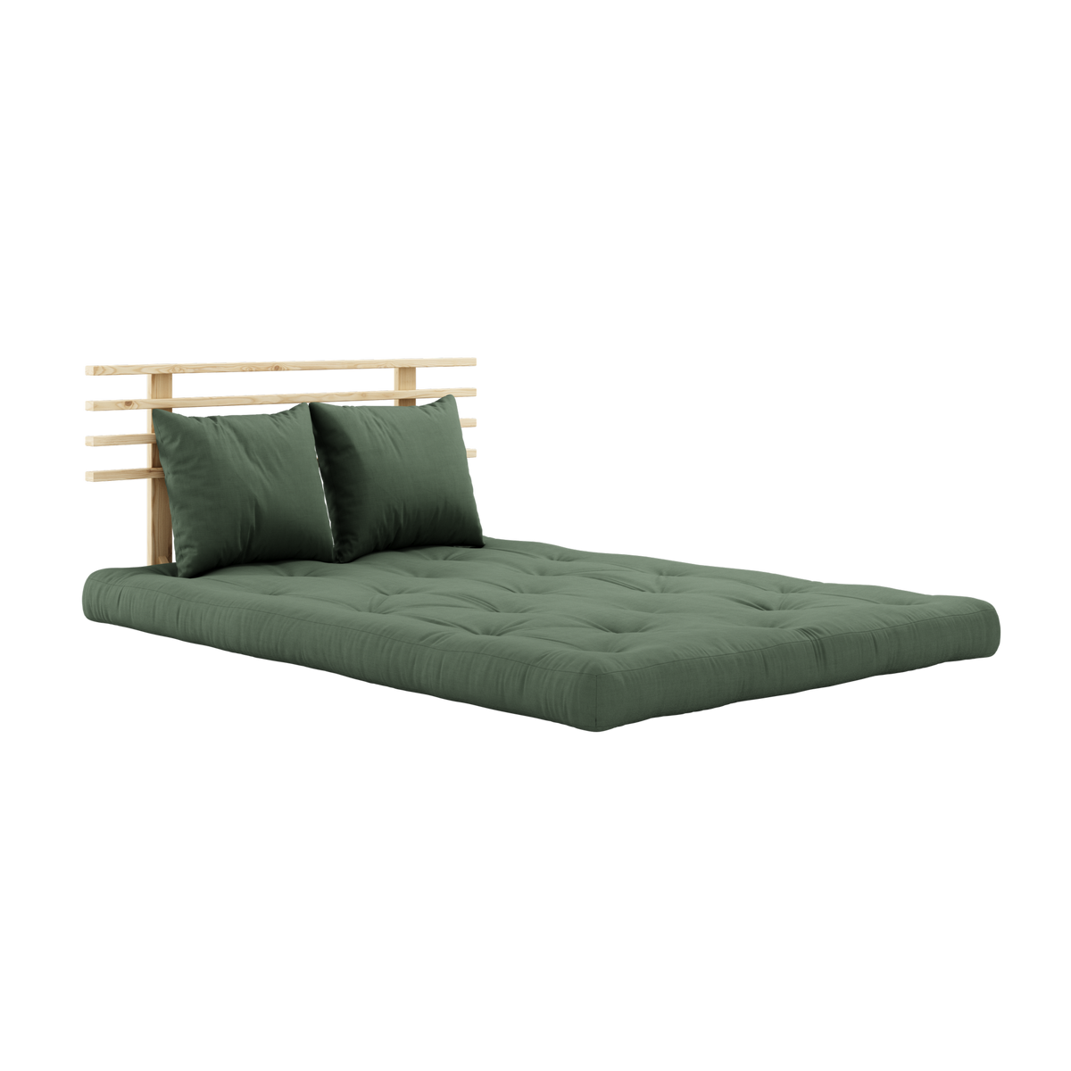SHIN SANO CLEAR LACQUERED W. SHIN SANO MATTRESS SET OLIVE GREEN