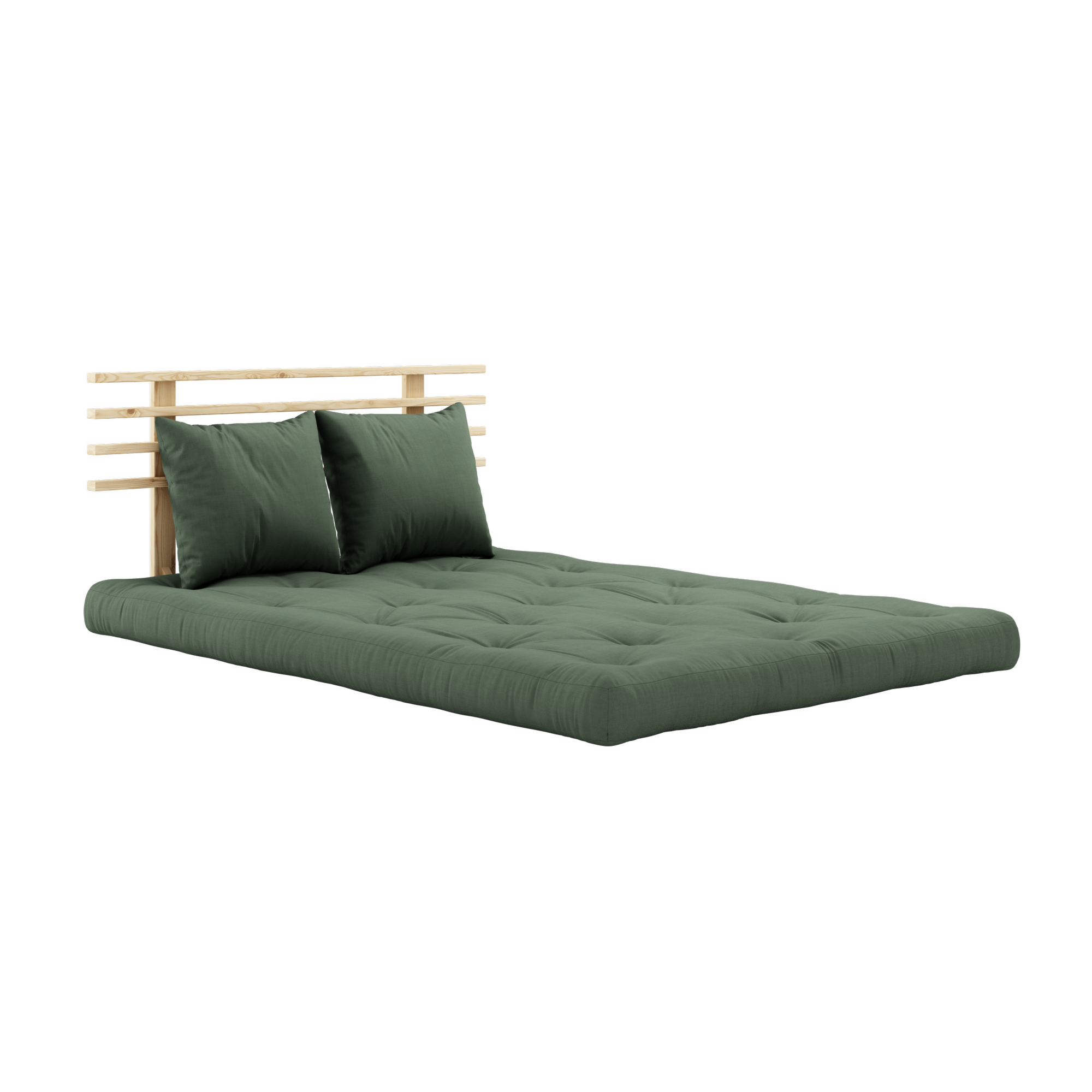 SHIN SANO CLEAR LACQUERED W. SHIN SANO MATTRESS SET OLIVE GREEN