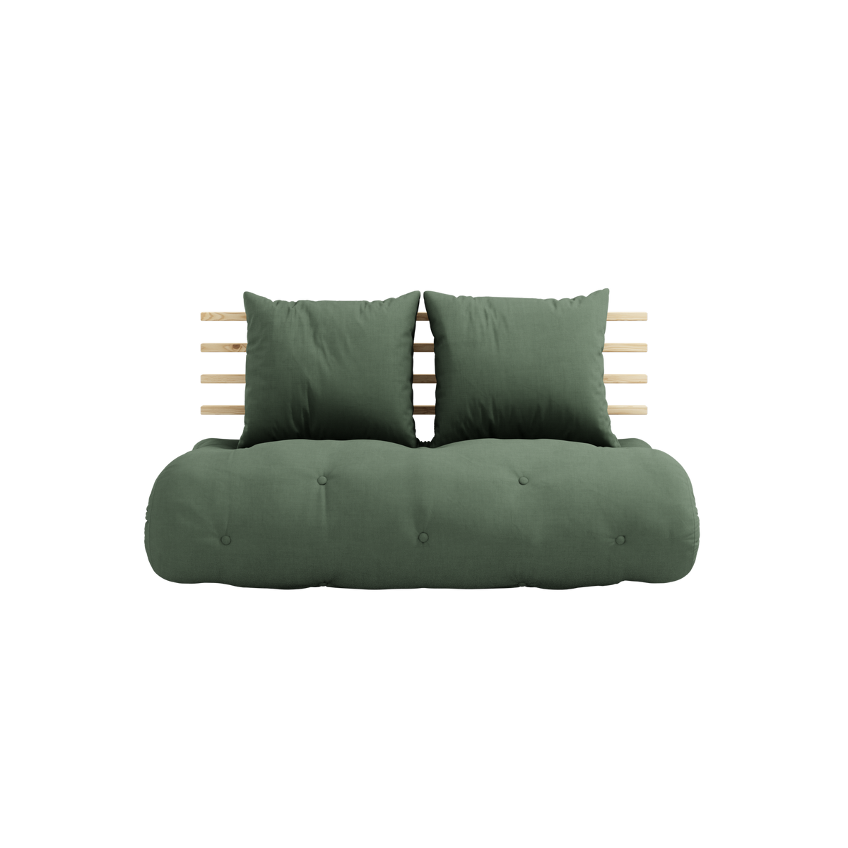 SHIN SANO CLEAR LACQUERED W. SHIN SANO MATTRESS SET OLIVE GREEN