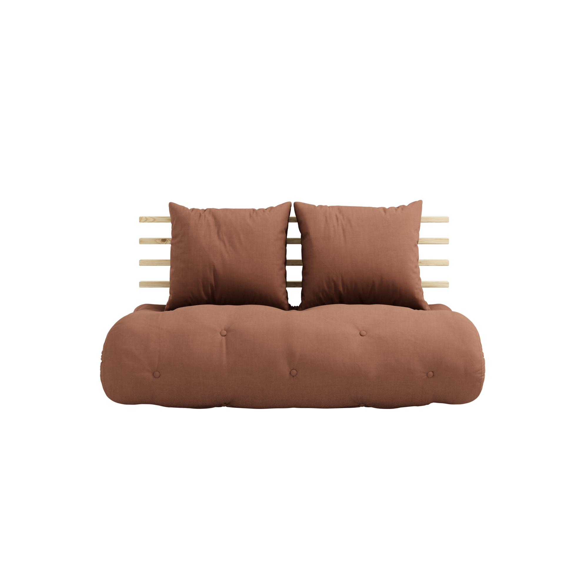SHIN SANO CLEAR LACQUERED W. SHIN SANO MATTRESS SET CLAY BROWN