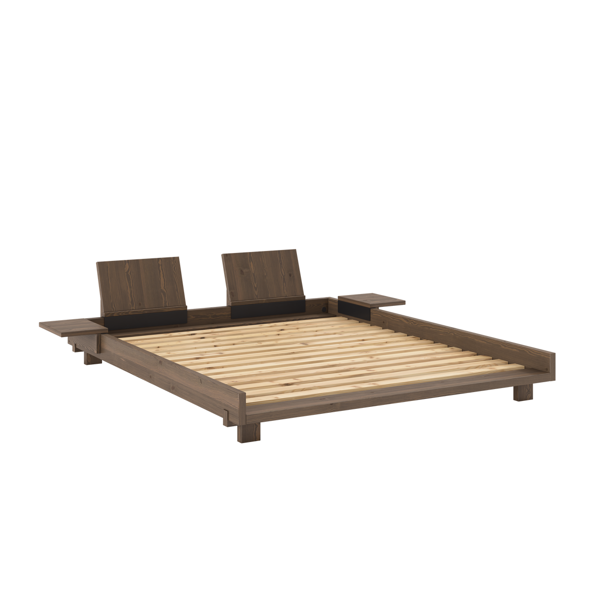 SOCIAL BED CAROB BROWN 160 X 200 W. 2 PCS BACK RESTS AND 2 PCS SIDE TABLES